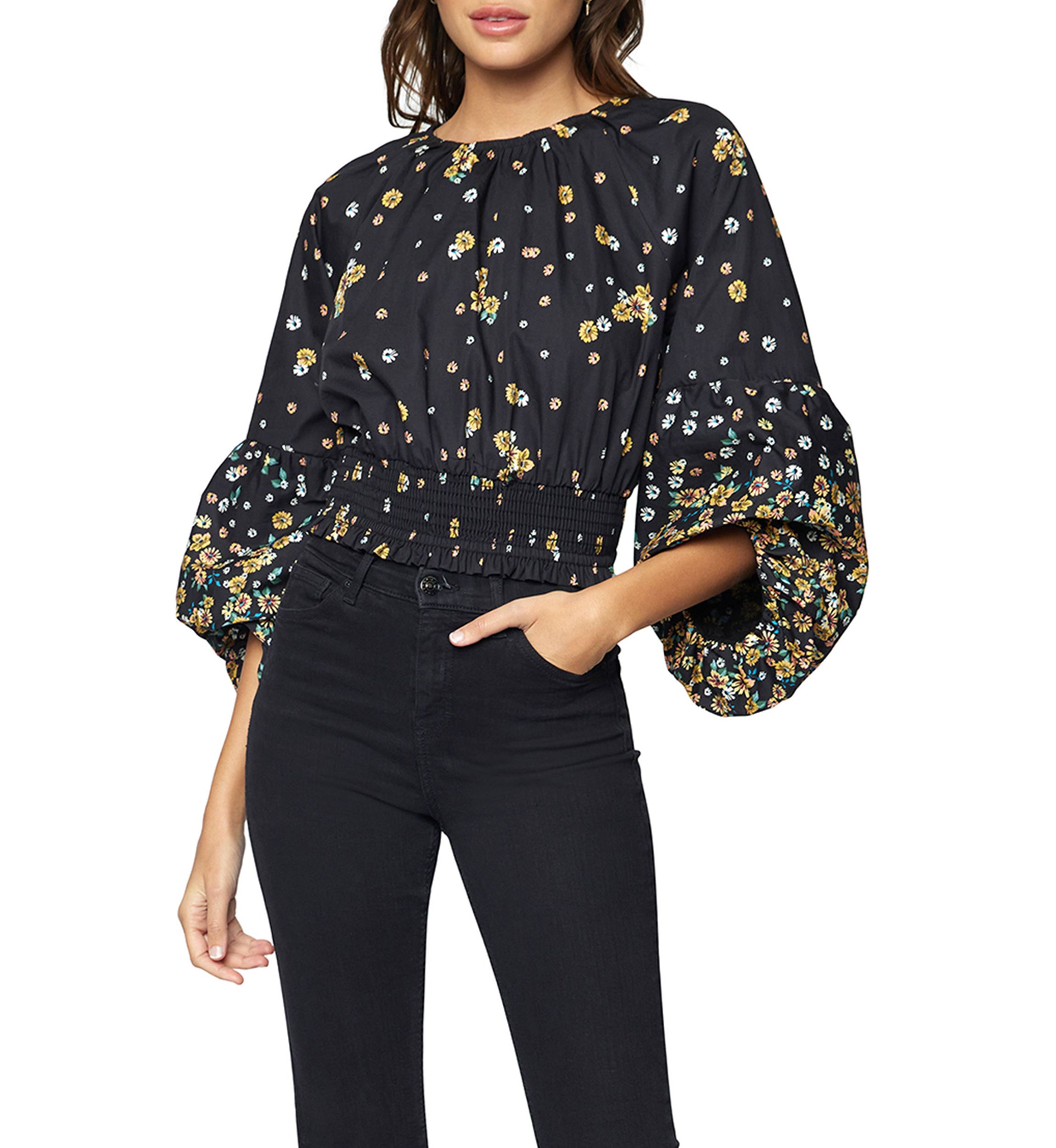 Womens Field of Dreams Blouson Sleeve Top