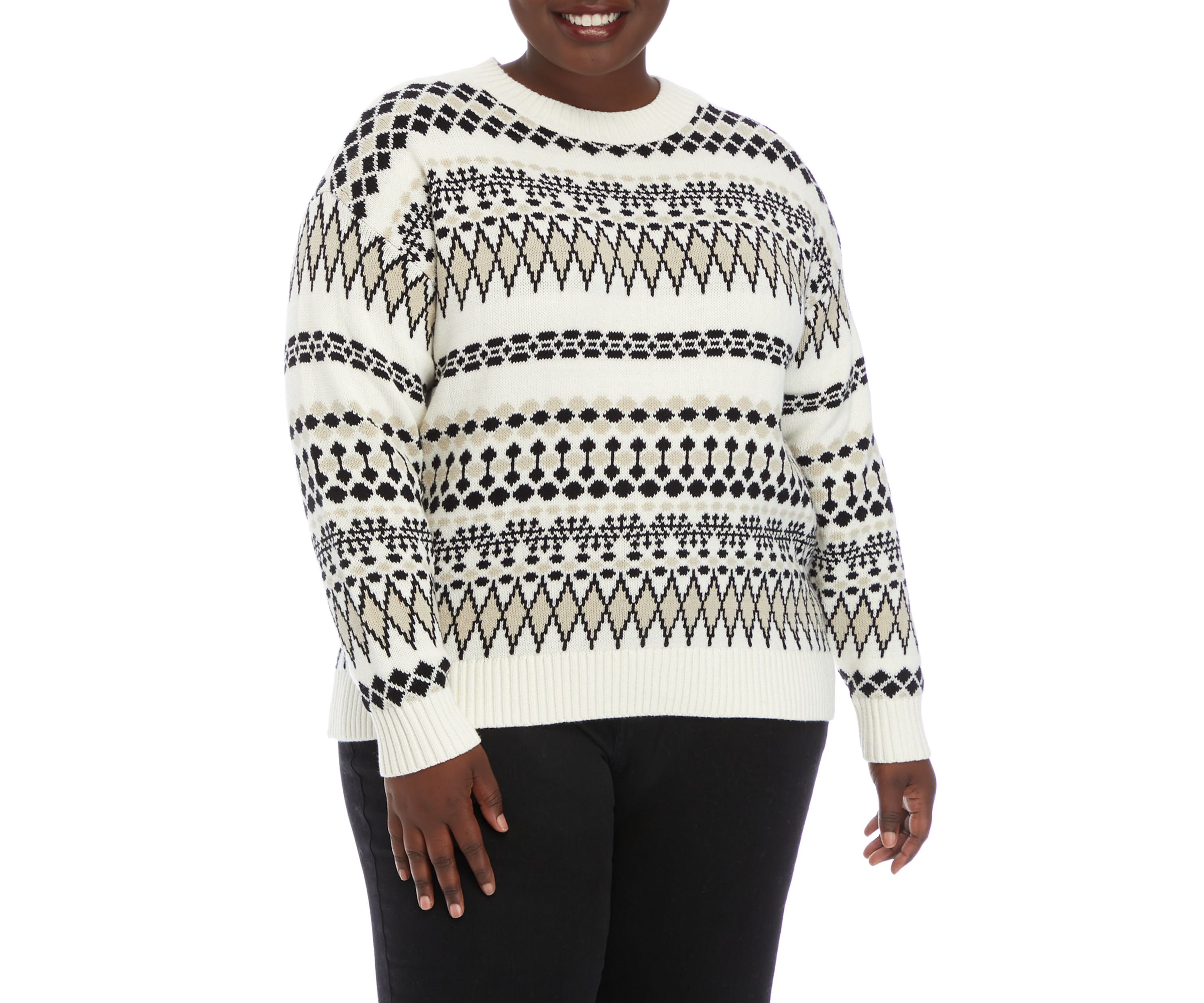 Plus Size Boxy Intarsia Sweater