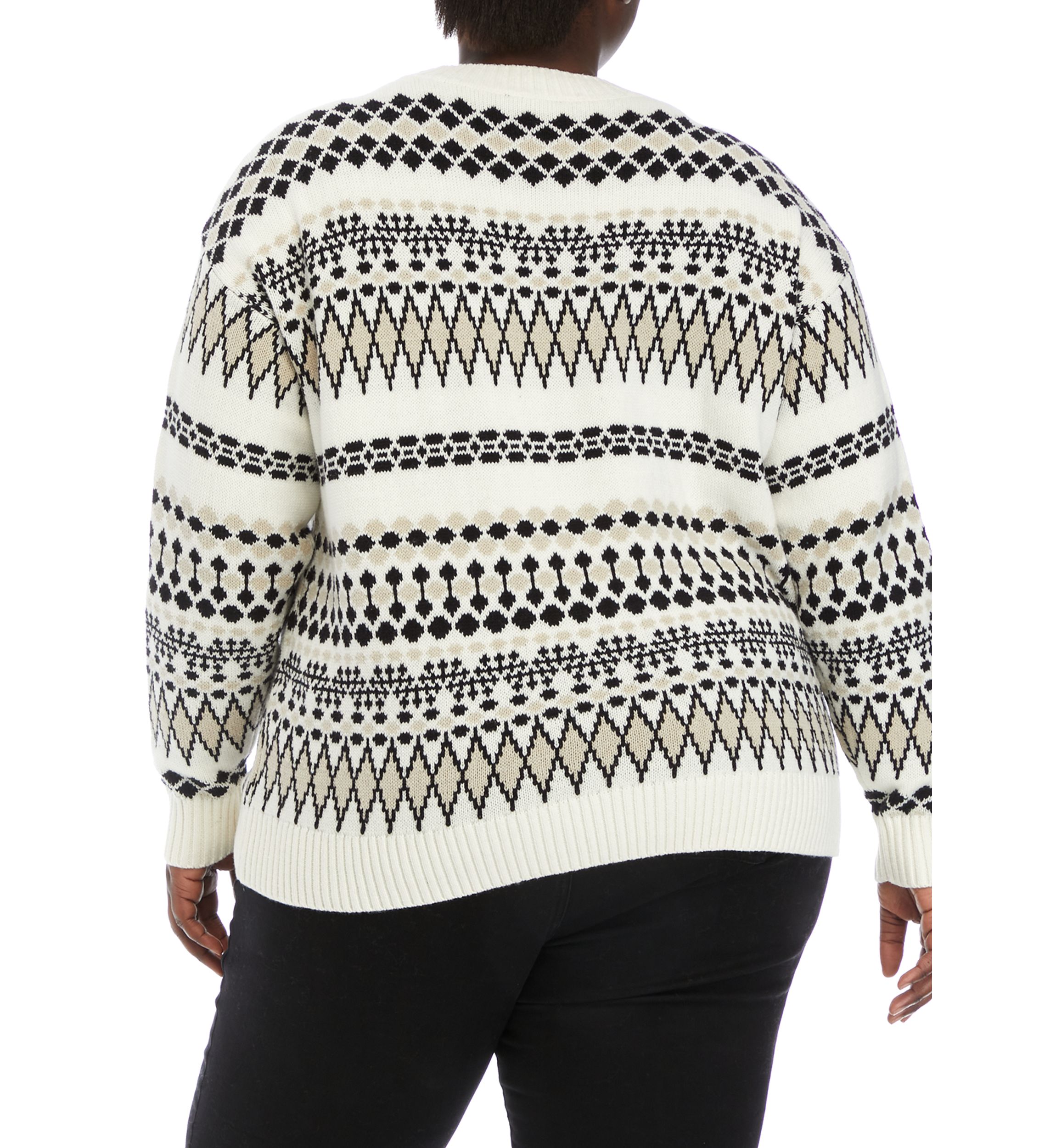 Plus Size Boxy Intarsia Sweater