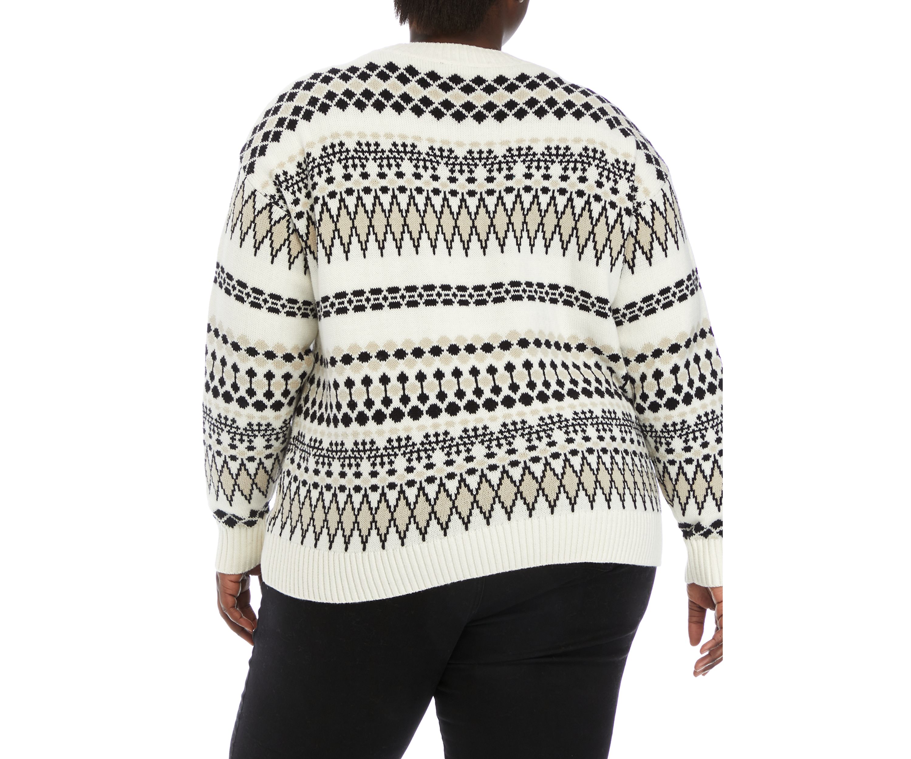 Plus Size Boxy Intarsia Sweater