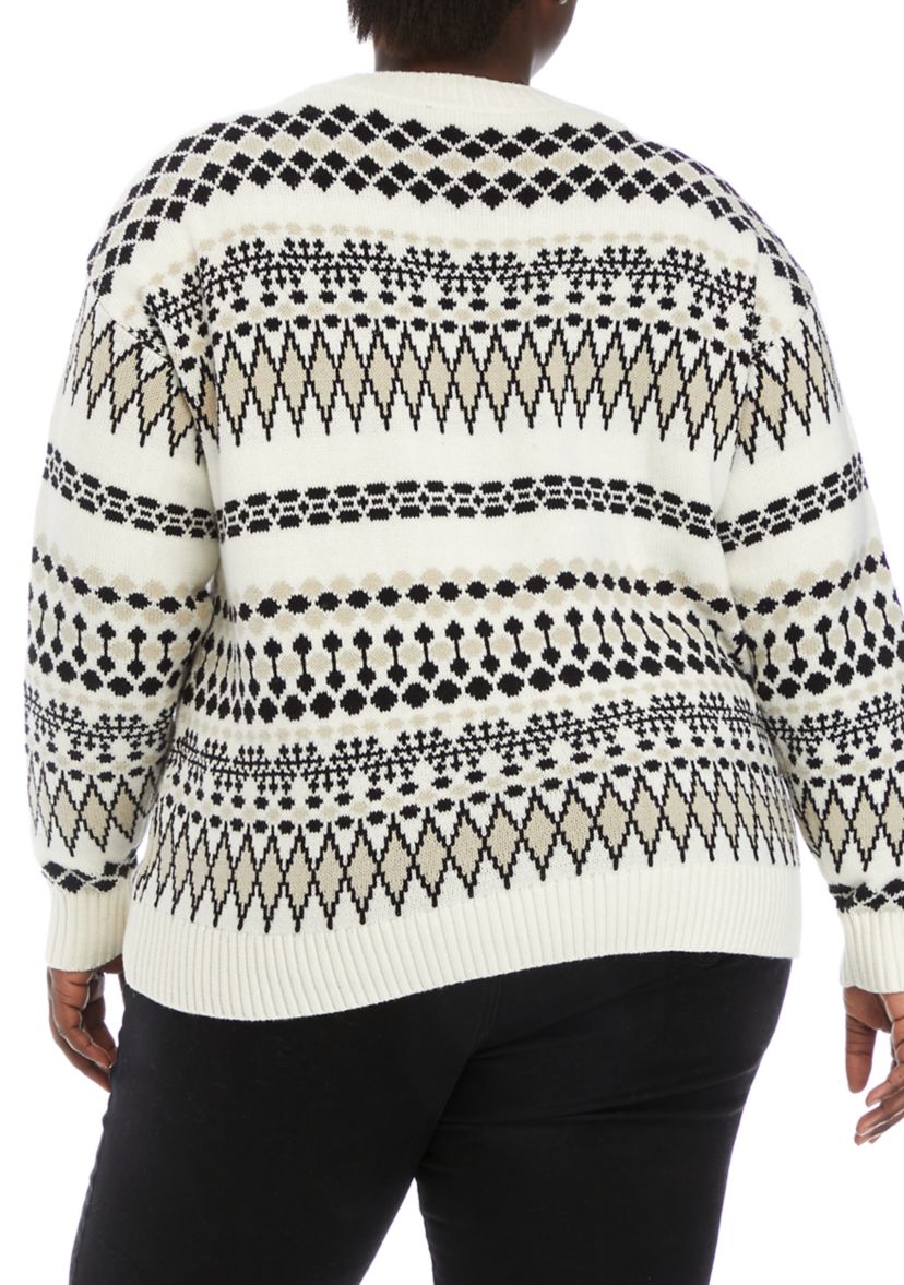 Plus Size Boxy Intarsia Sweater