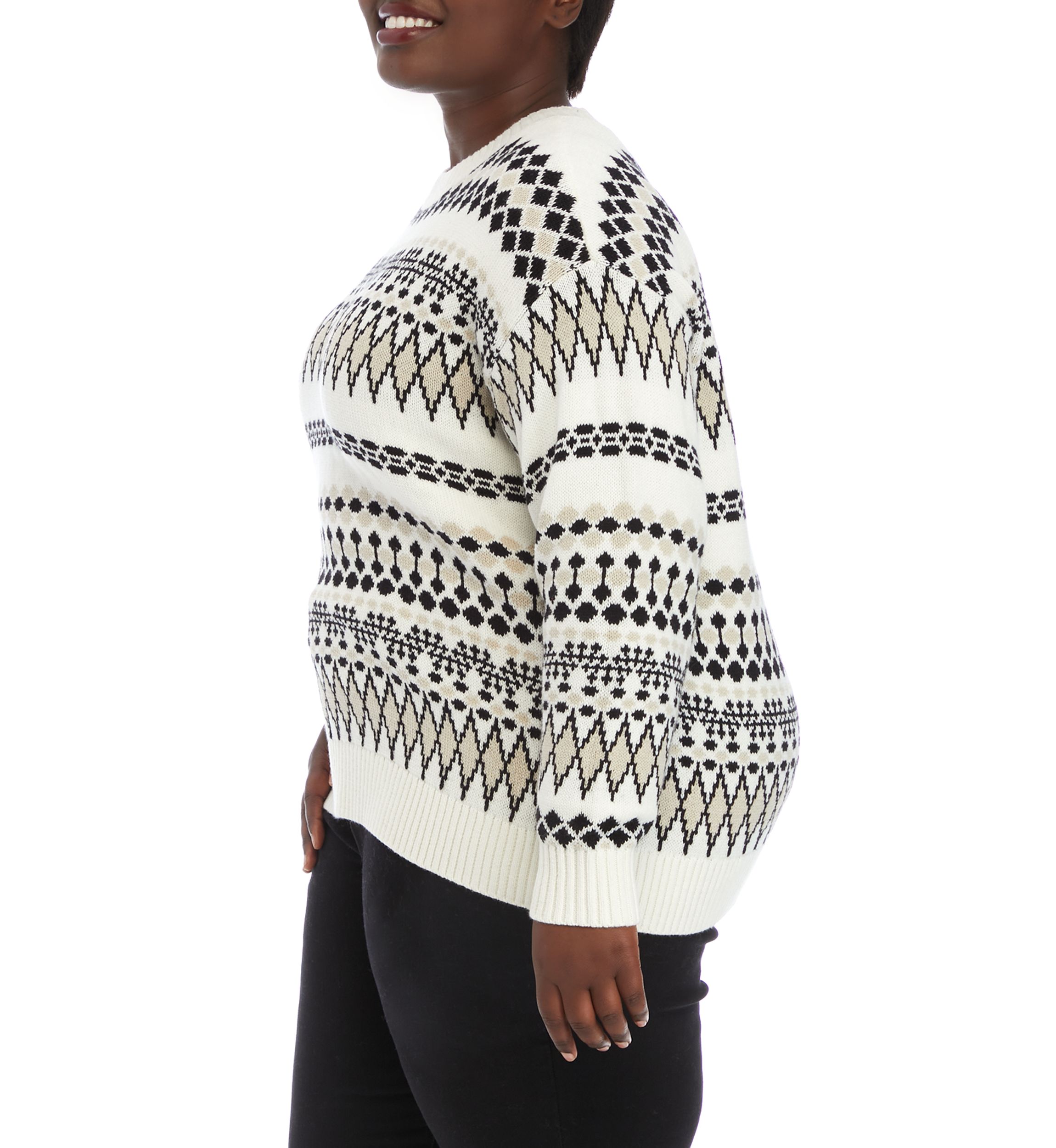 Plus Size Boxy Intarsia Sweater