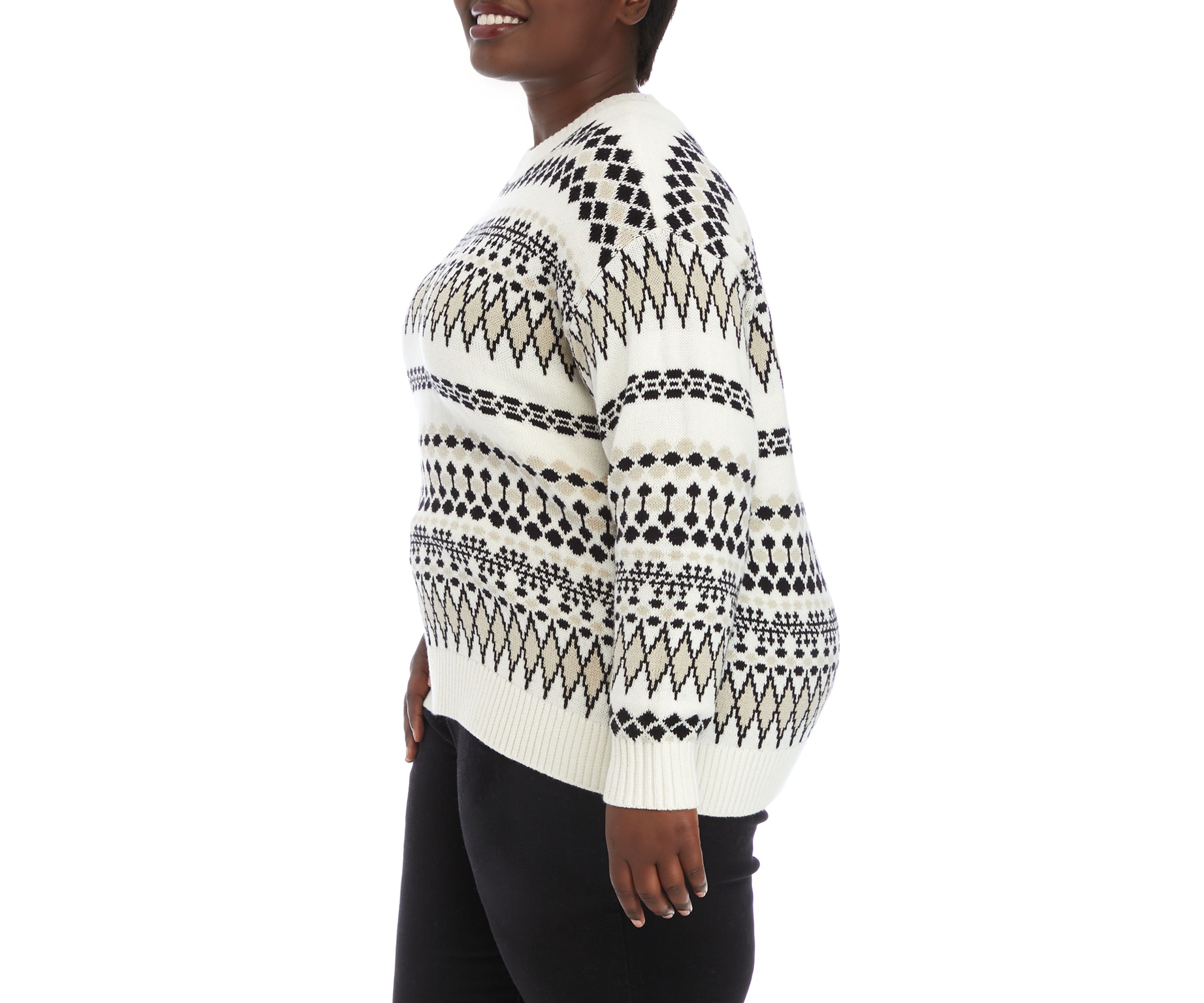 Plus Size Boxy Intarsia Sweater