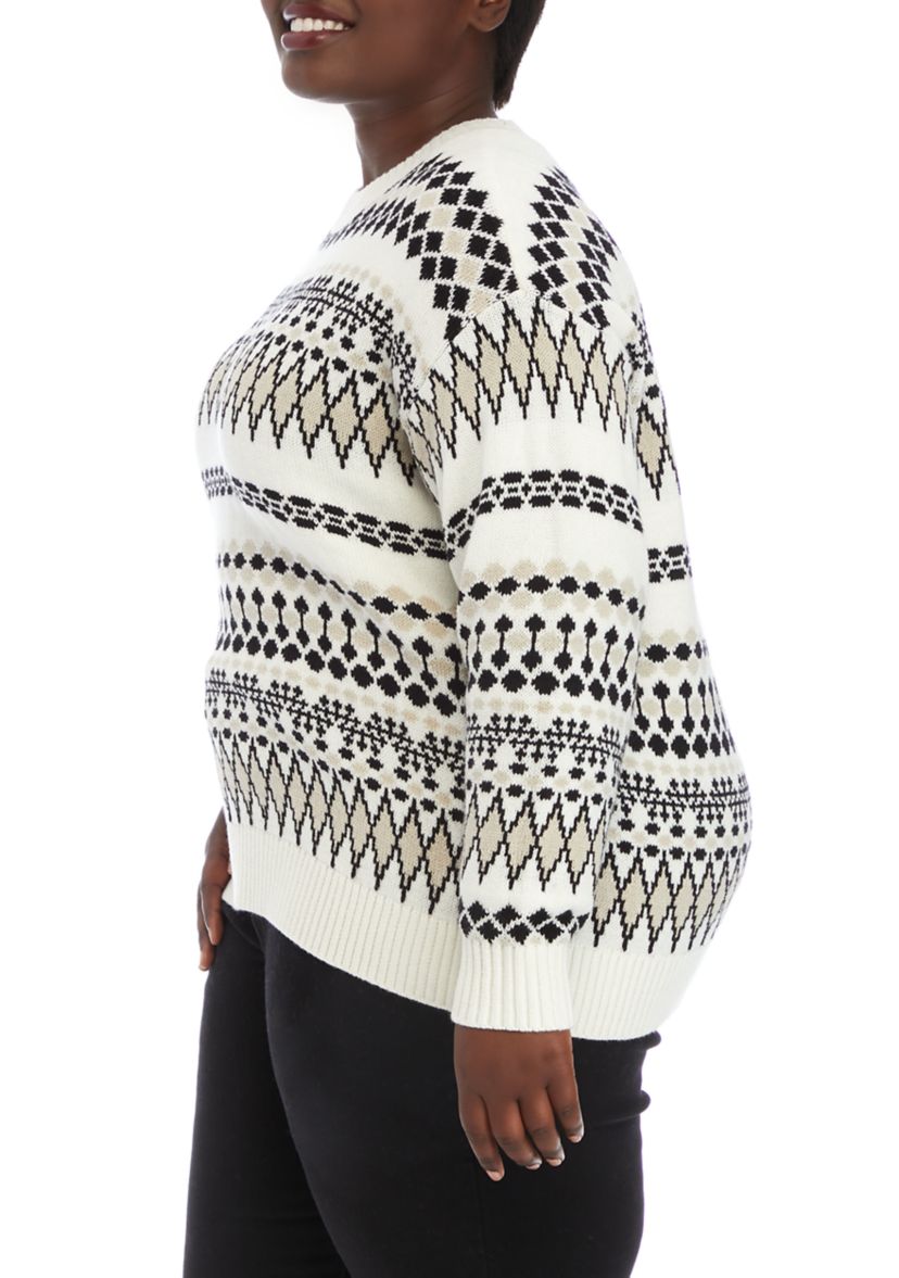 Plus Size Boxy Intarsia Sweater