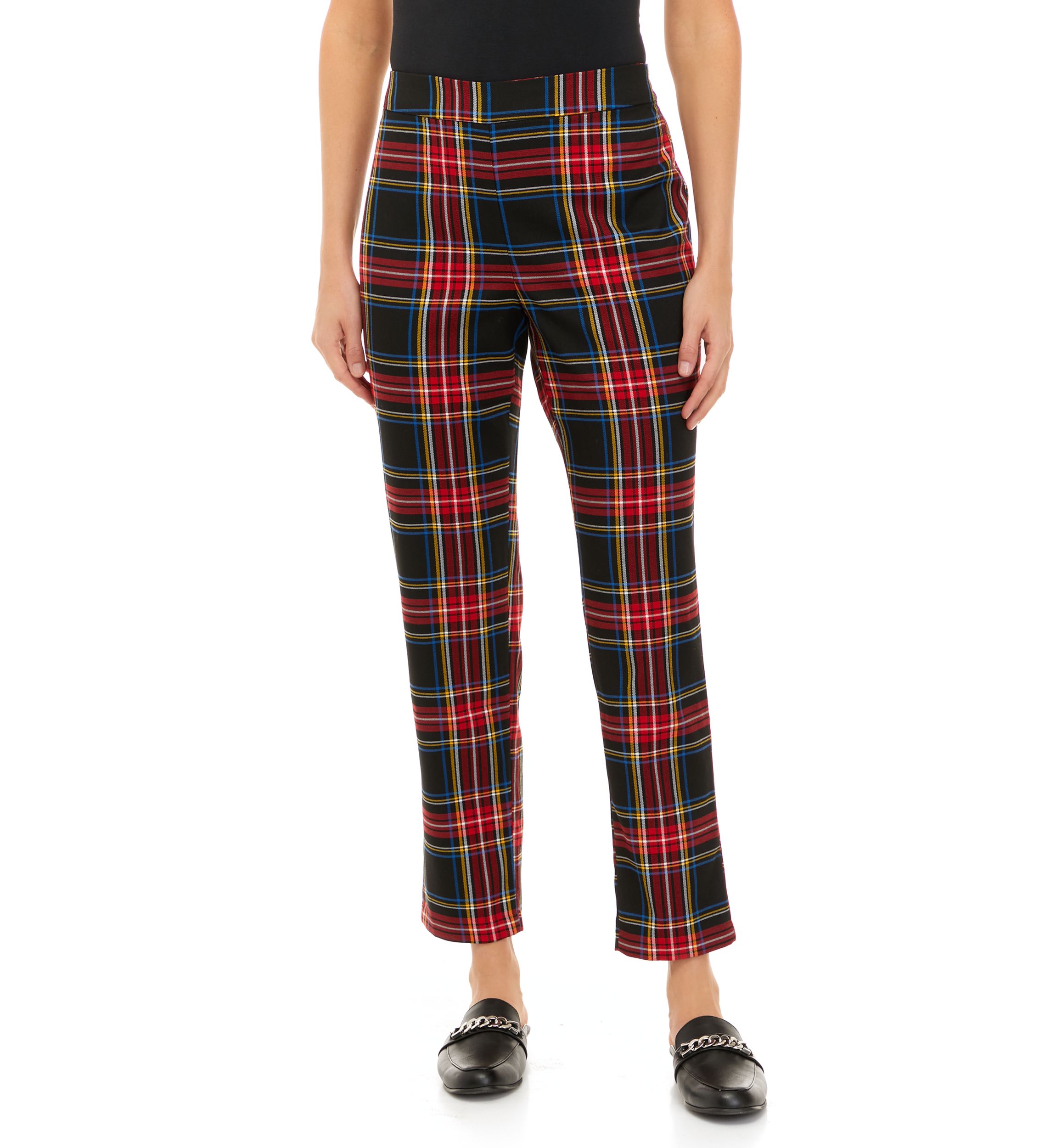 Womens Stretch Twill Plaid Pants