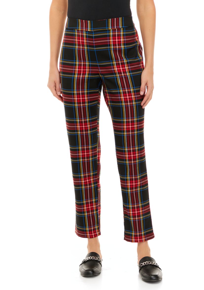Womens Stretch Twill Plaid Pants