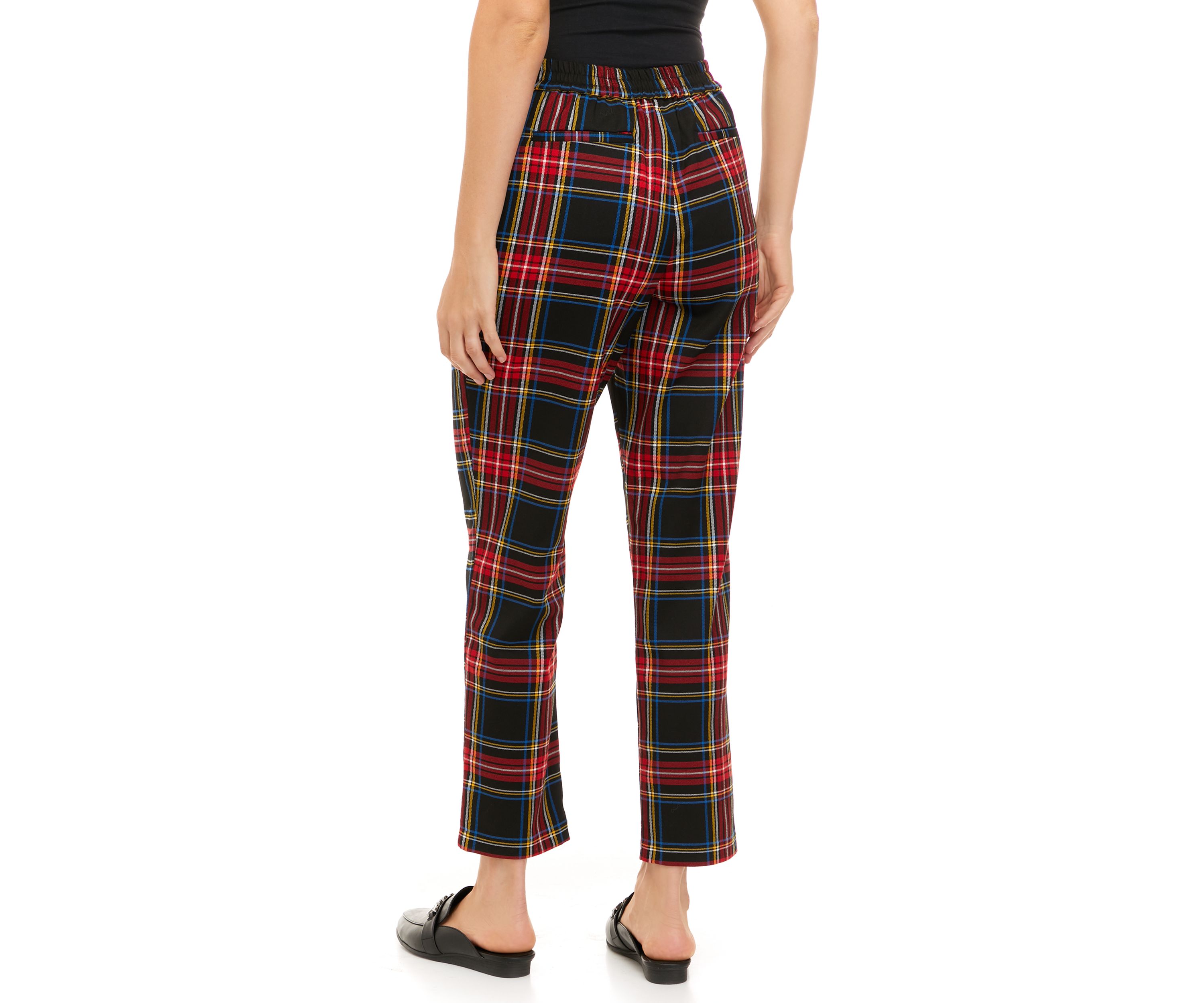 Womens Stretch Twill Plaid Pants