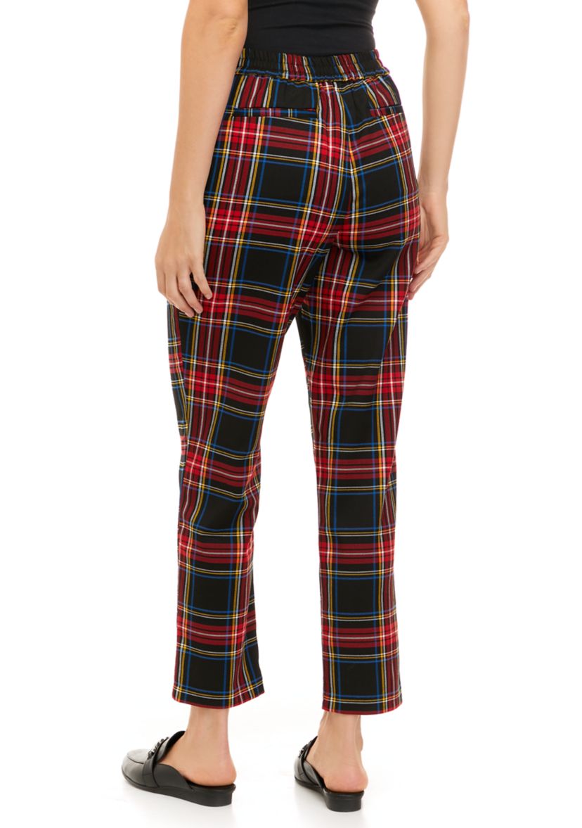 Womens Stretch Twill Plaid Pants