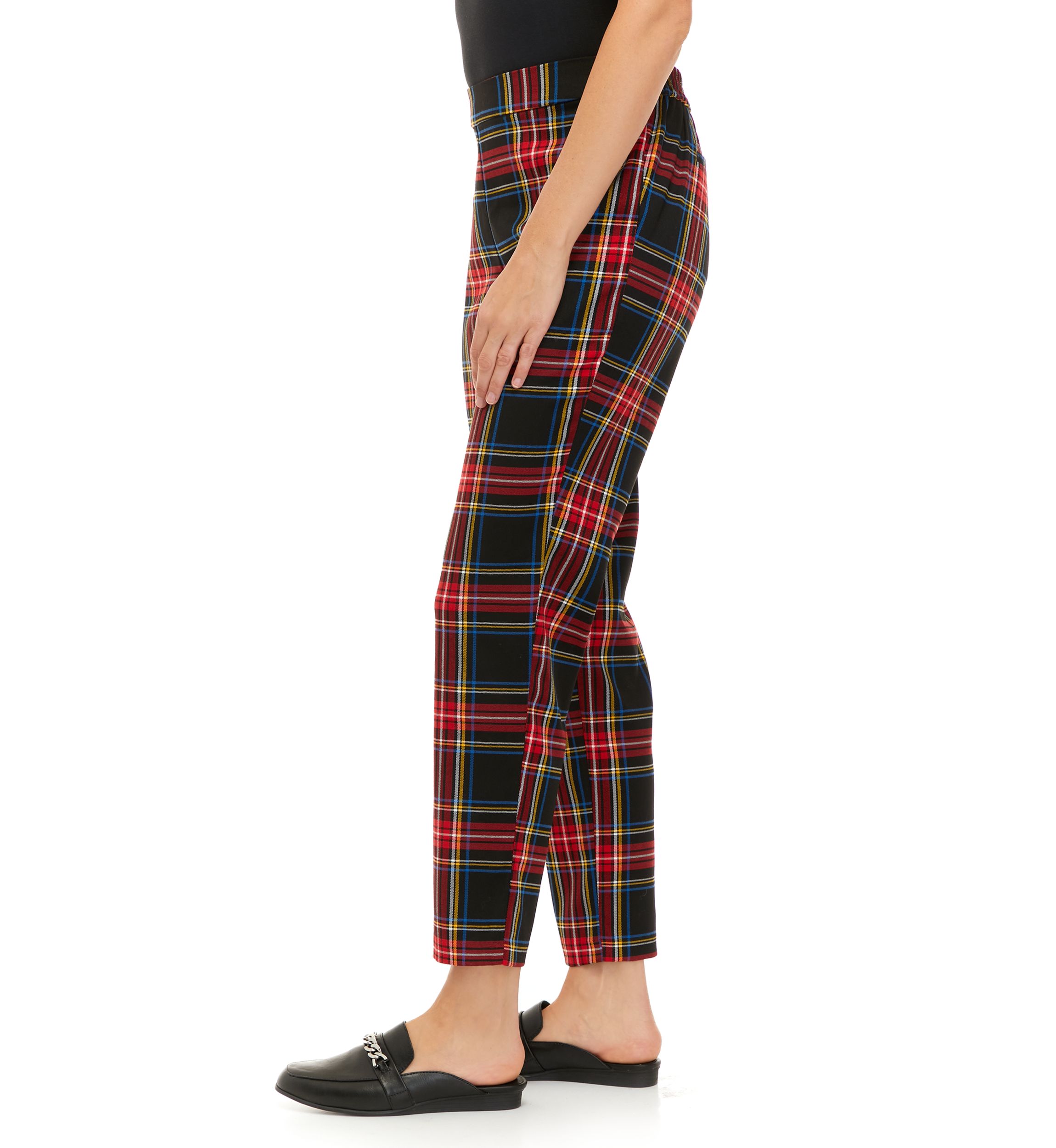 Womens Stretch Twill Plaid Pants