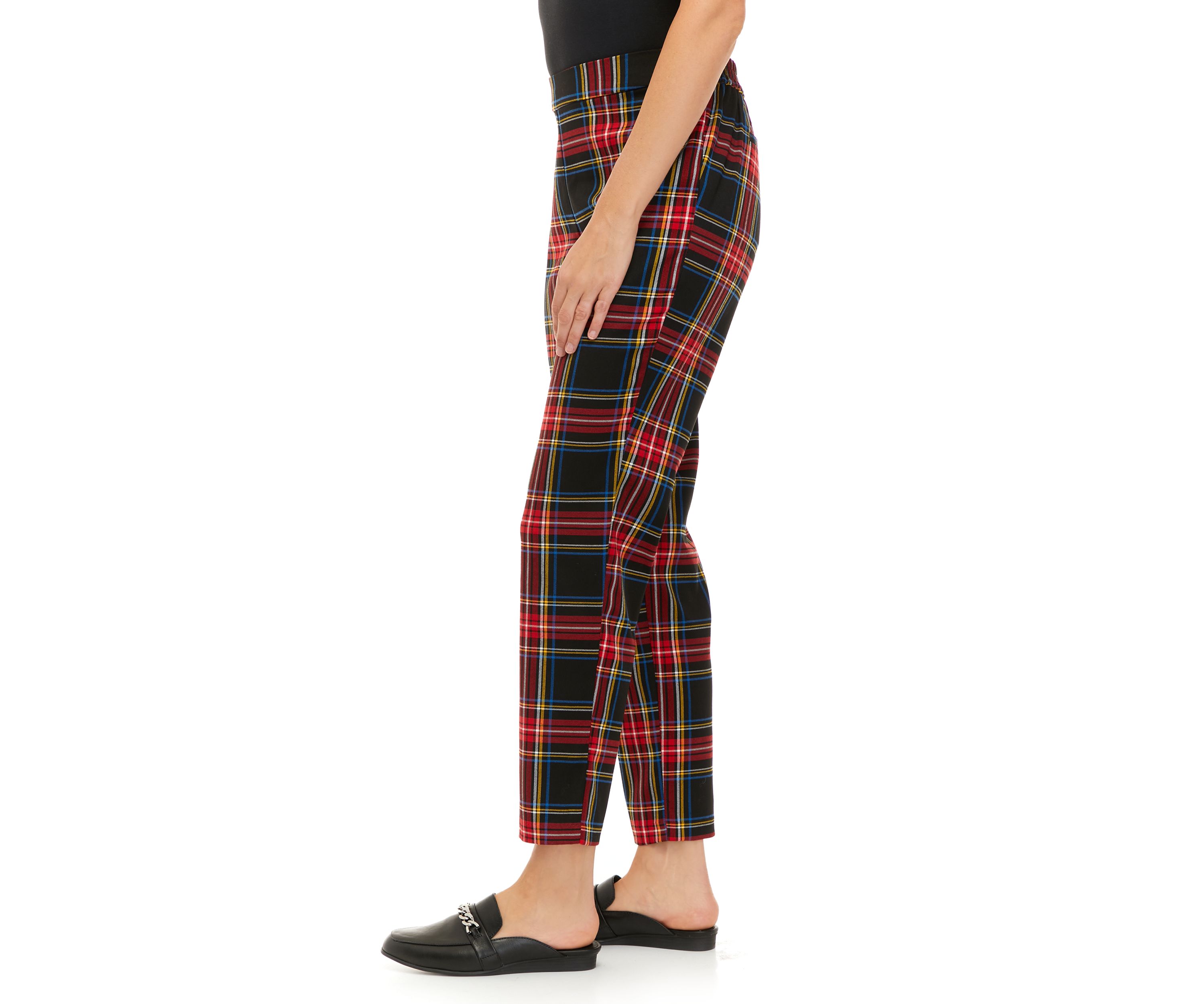 Womens Stretch Twill Plaid Pants