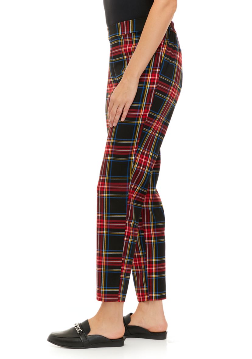 Womens Stretch Twill Plaid Pants