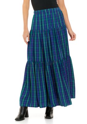 Chaps Women s Tiered Plaid Maxi Skirt belk