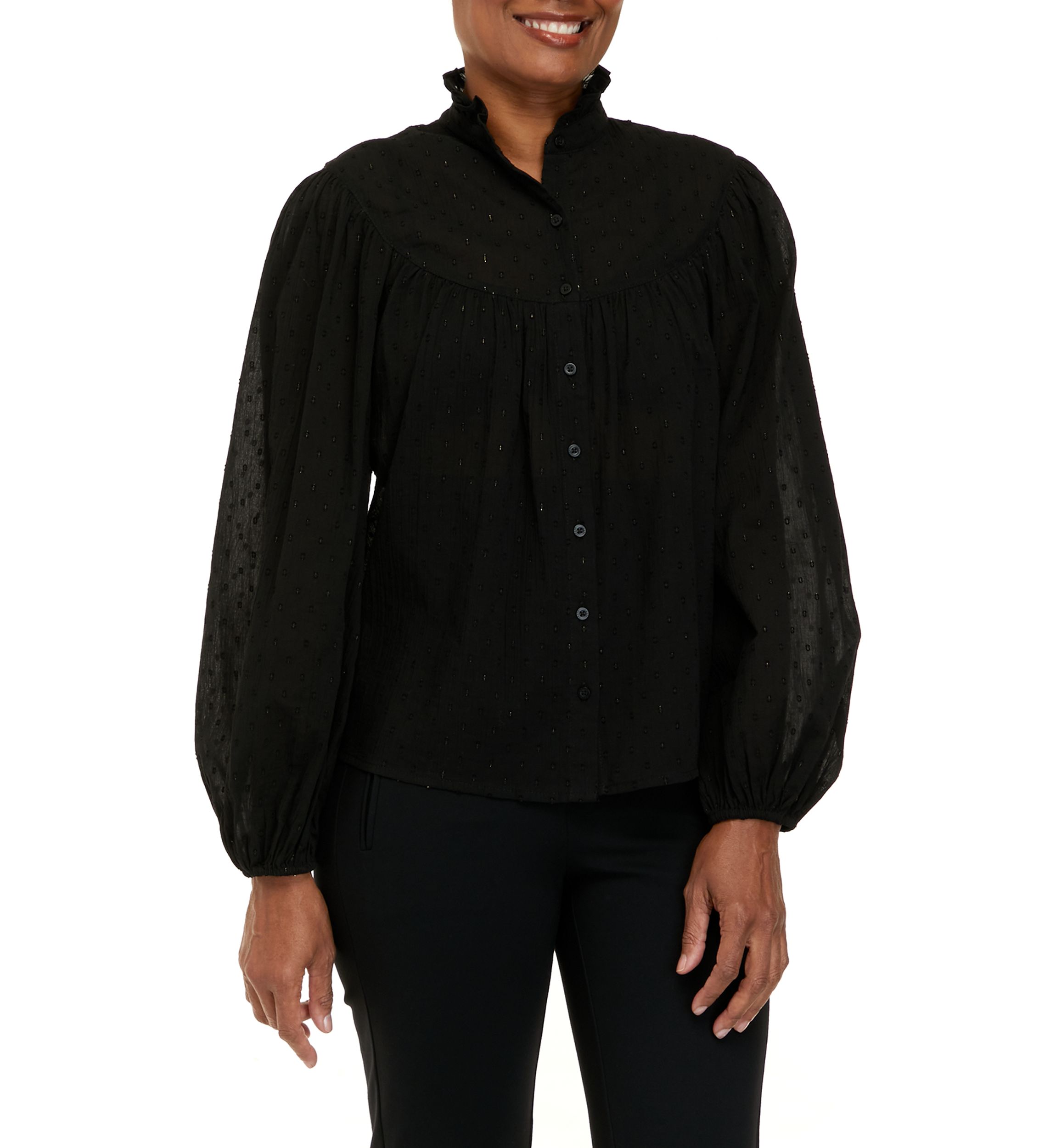 Womens Clip Dot Peasant Top