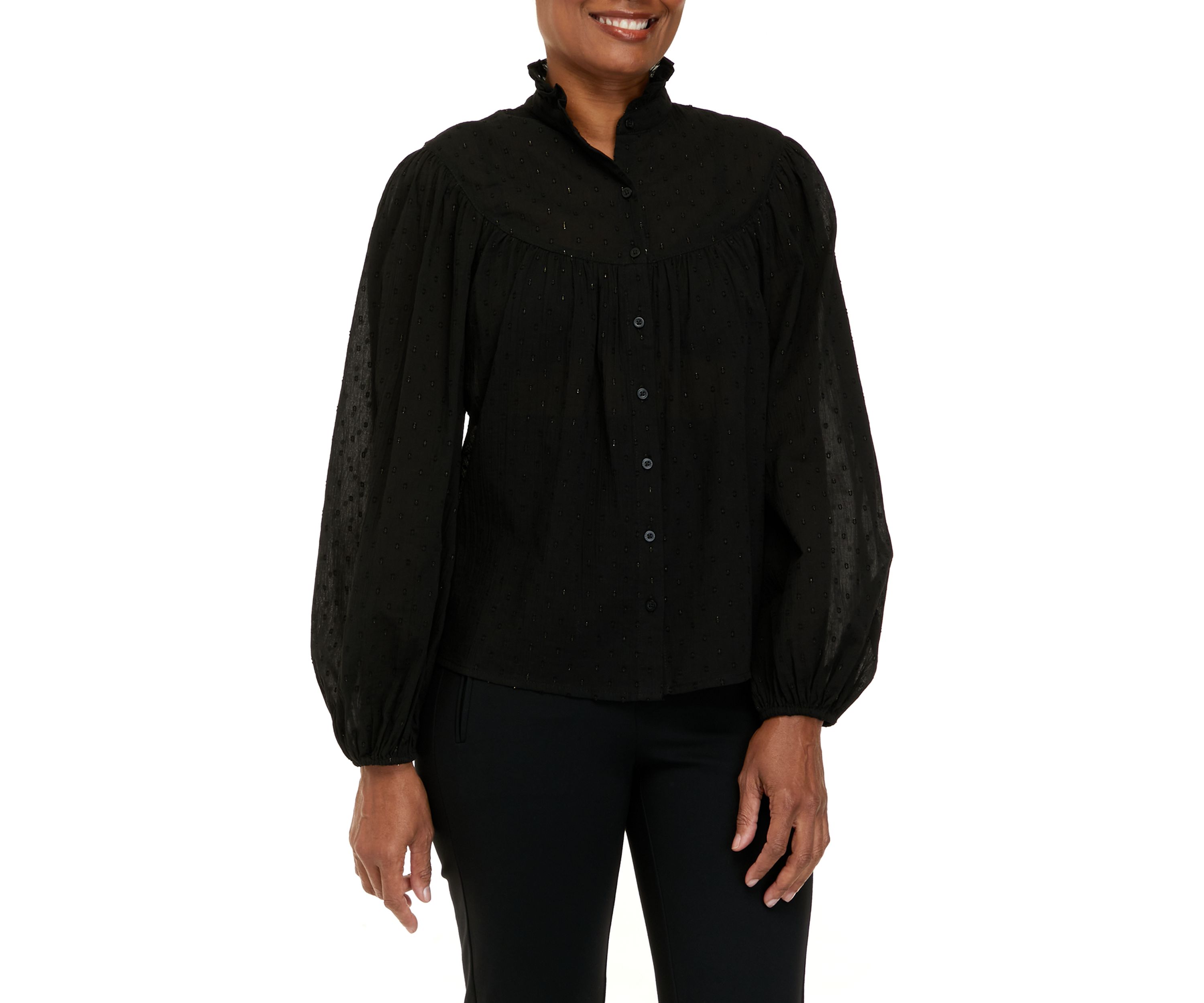 Womens Clip Dot Peasant Top