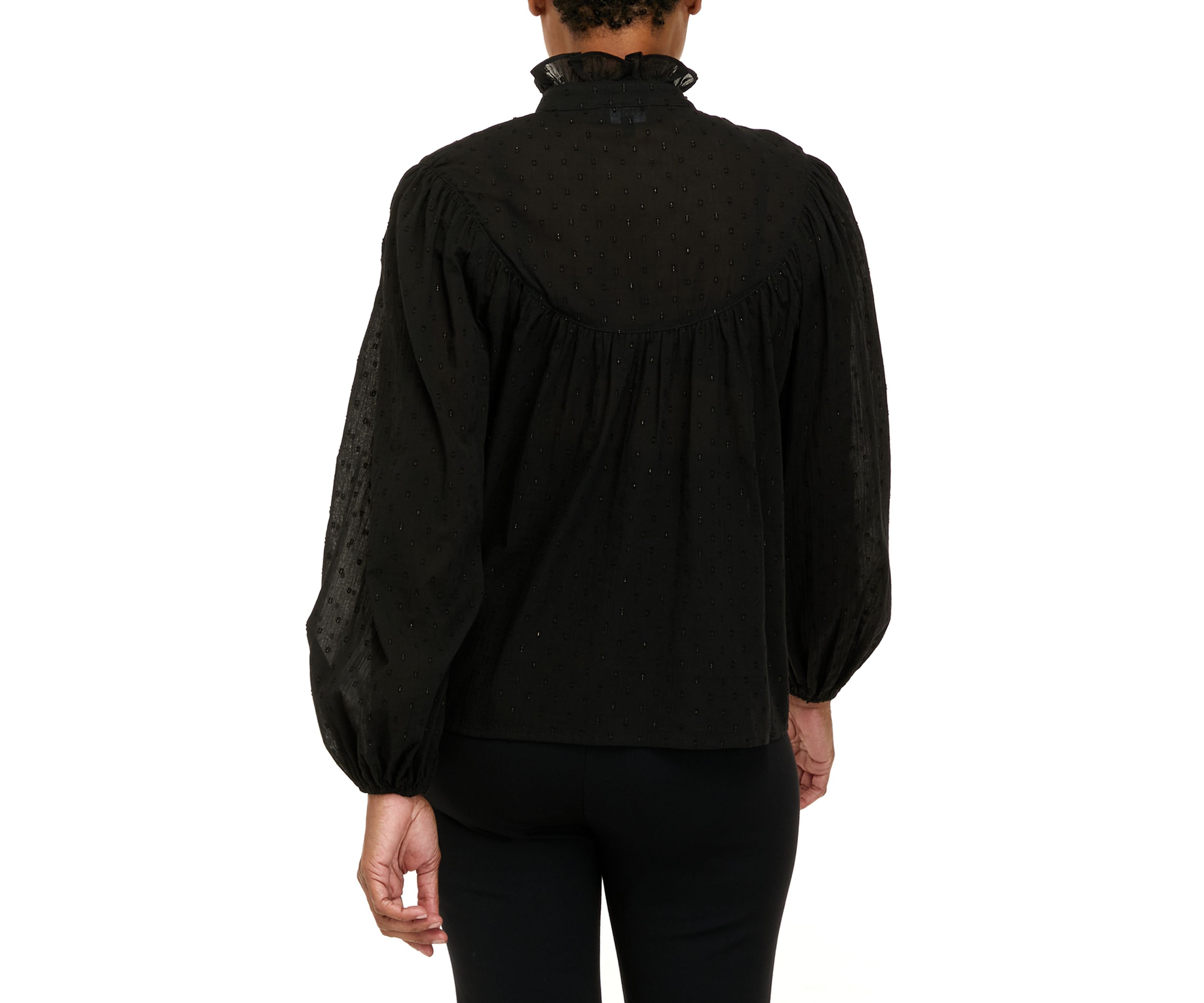 Womens Clip Dot Peasant Top