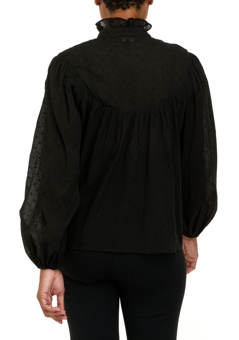 Womens Clip Dot Peasant Top
