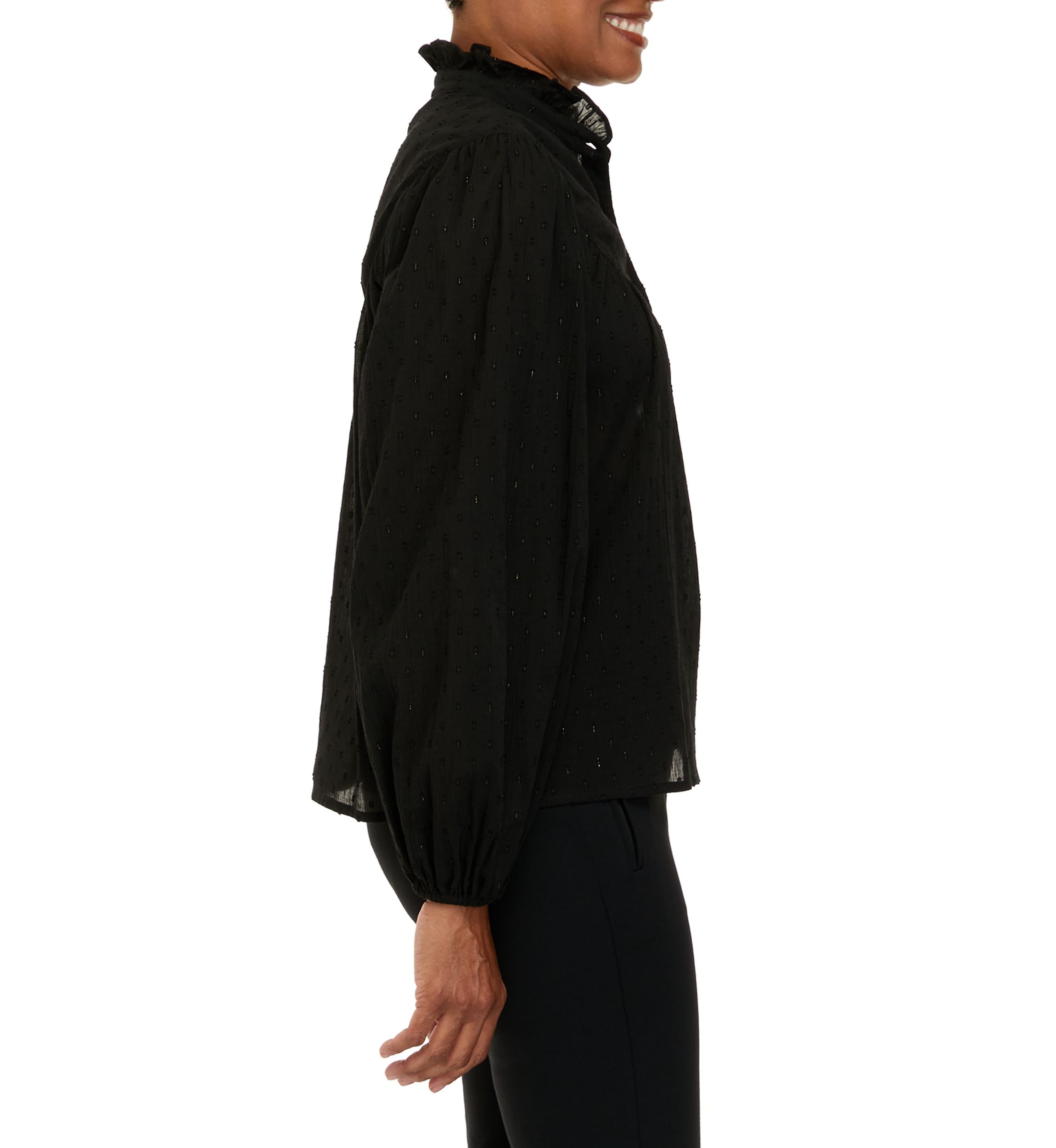 Womens Clip Dot Peasant Top