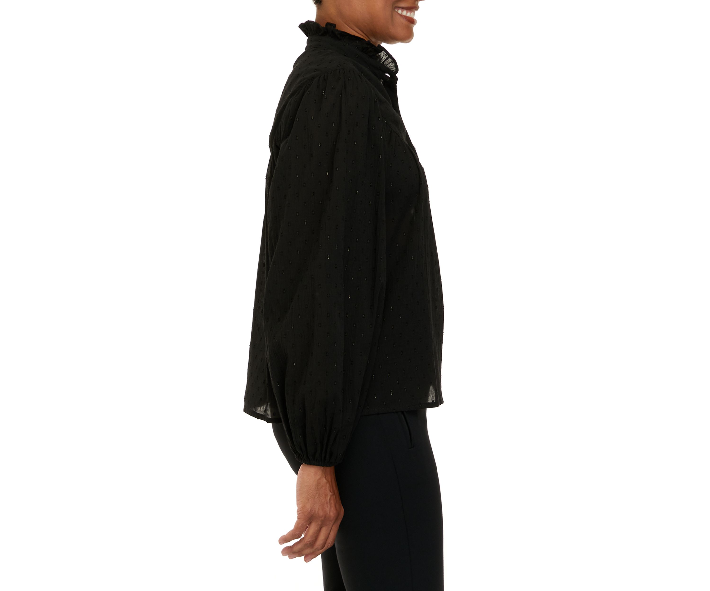 Womens Clip Dot Peasant Top
