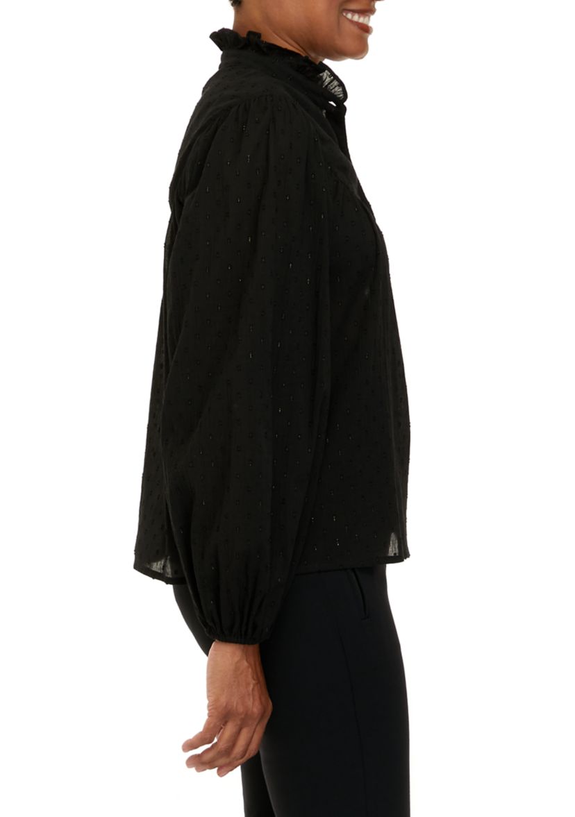Womens Clip Dot Peasant Top