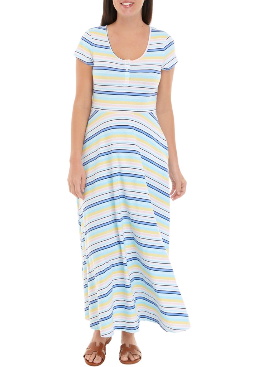 Short Sleeve Striped Midi Dress