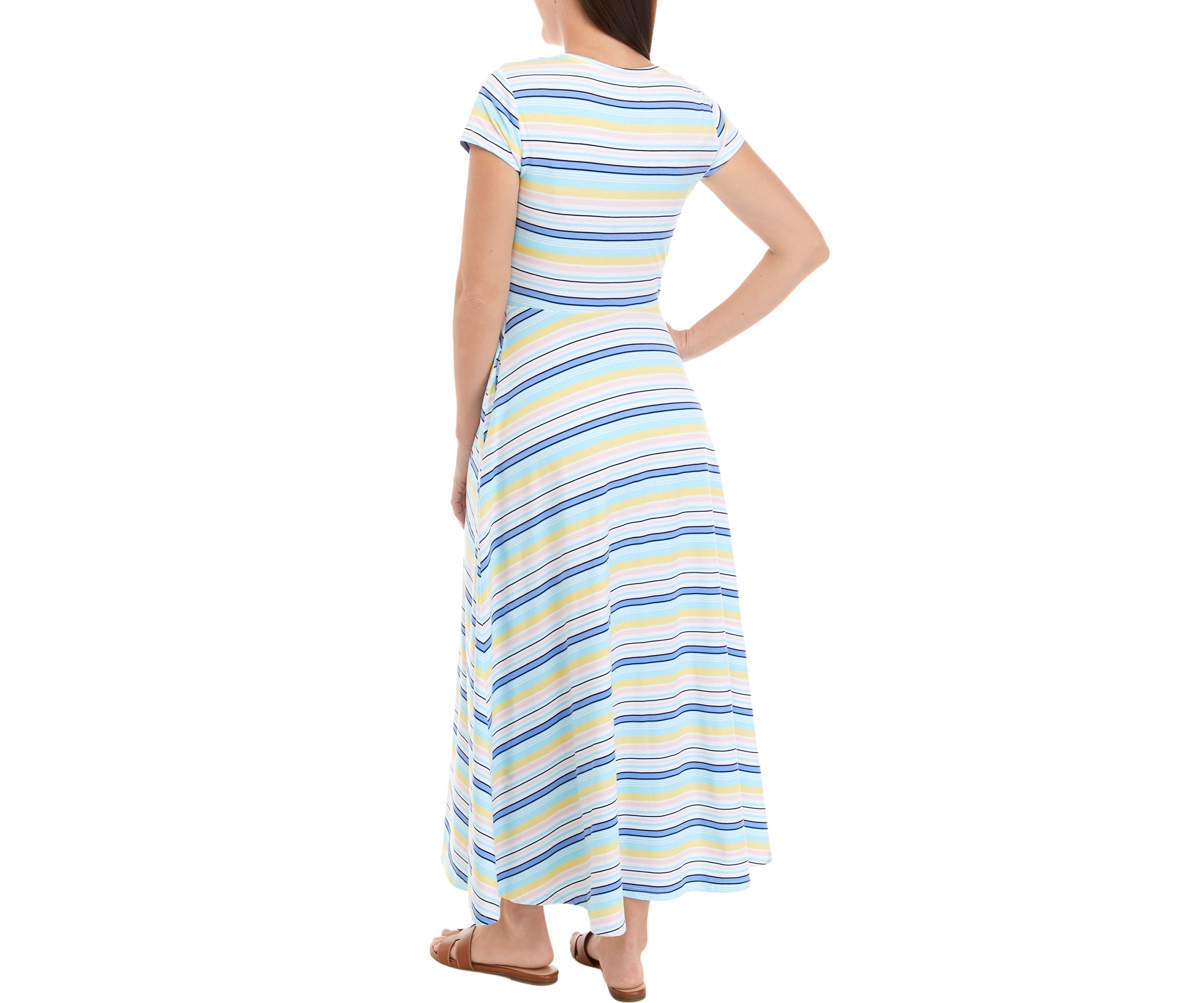 Short Sleeve Striped Midi Dress