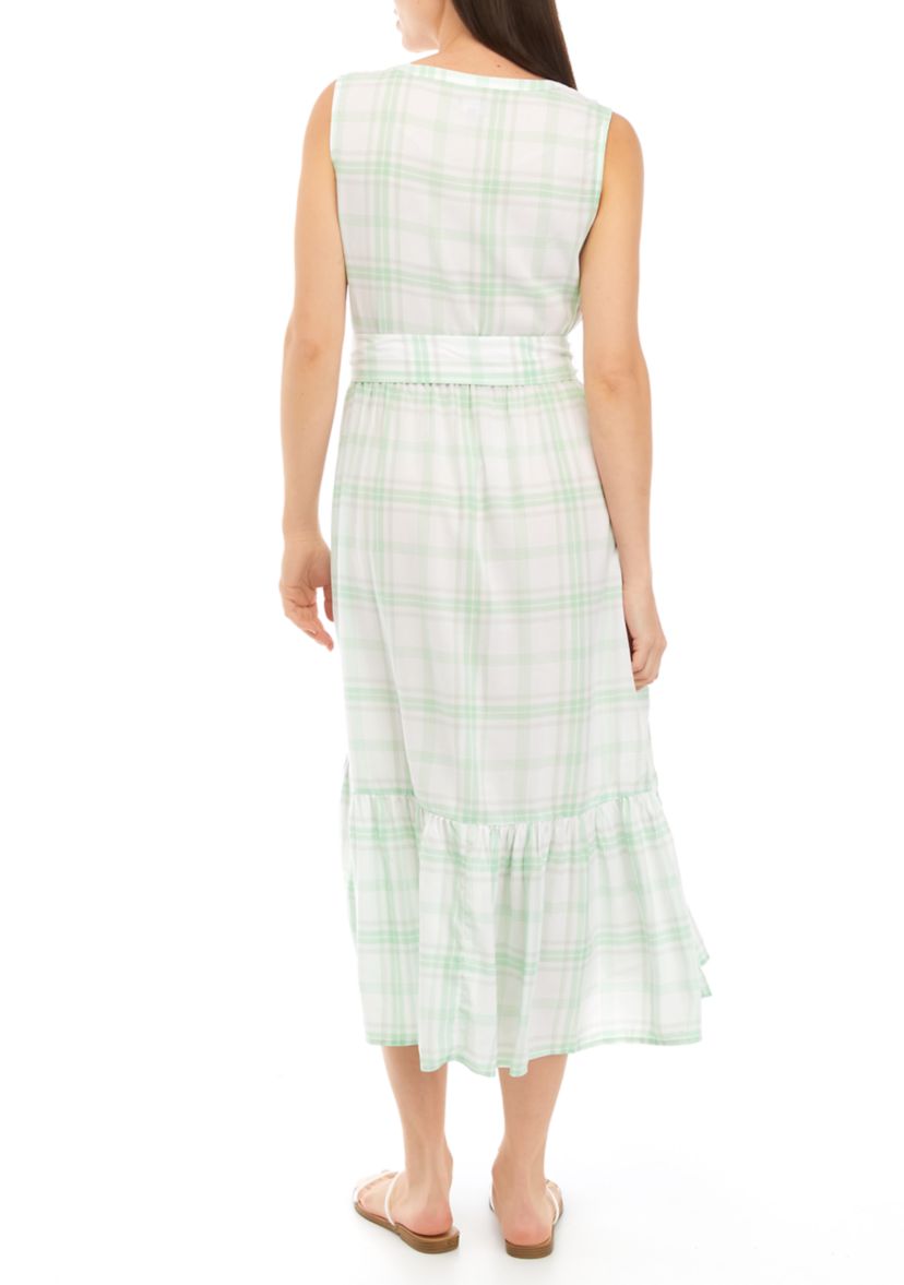   Womens Sleeveless Printed Shirt Dress 