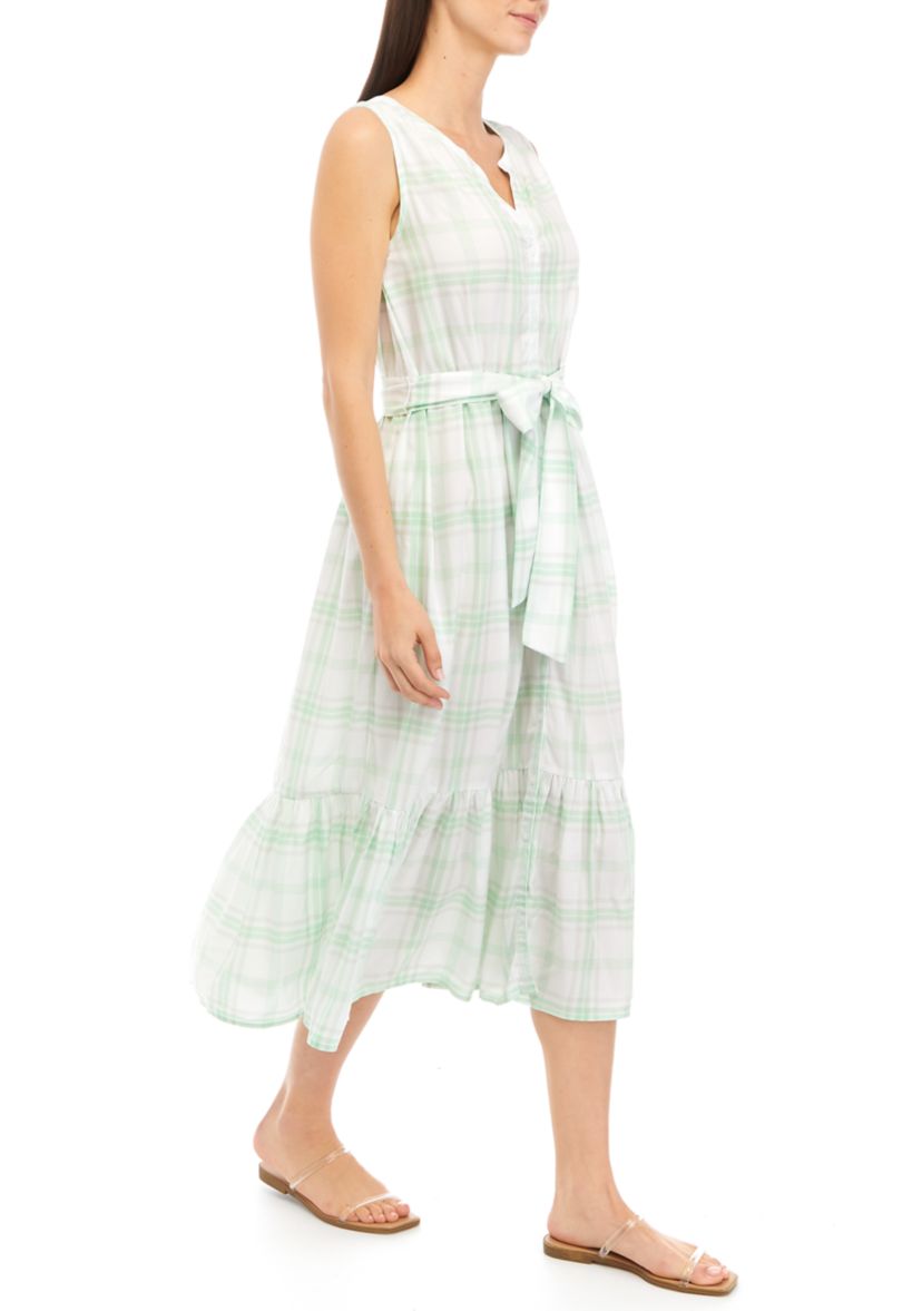   Womens Sleeveless Printed Shirt Dress 