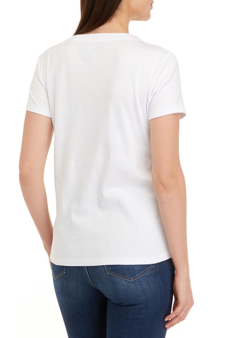 Womens Lace Up Solid T-Shirt