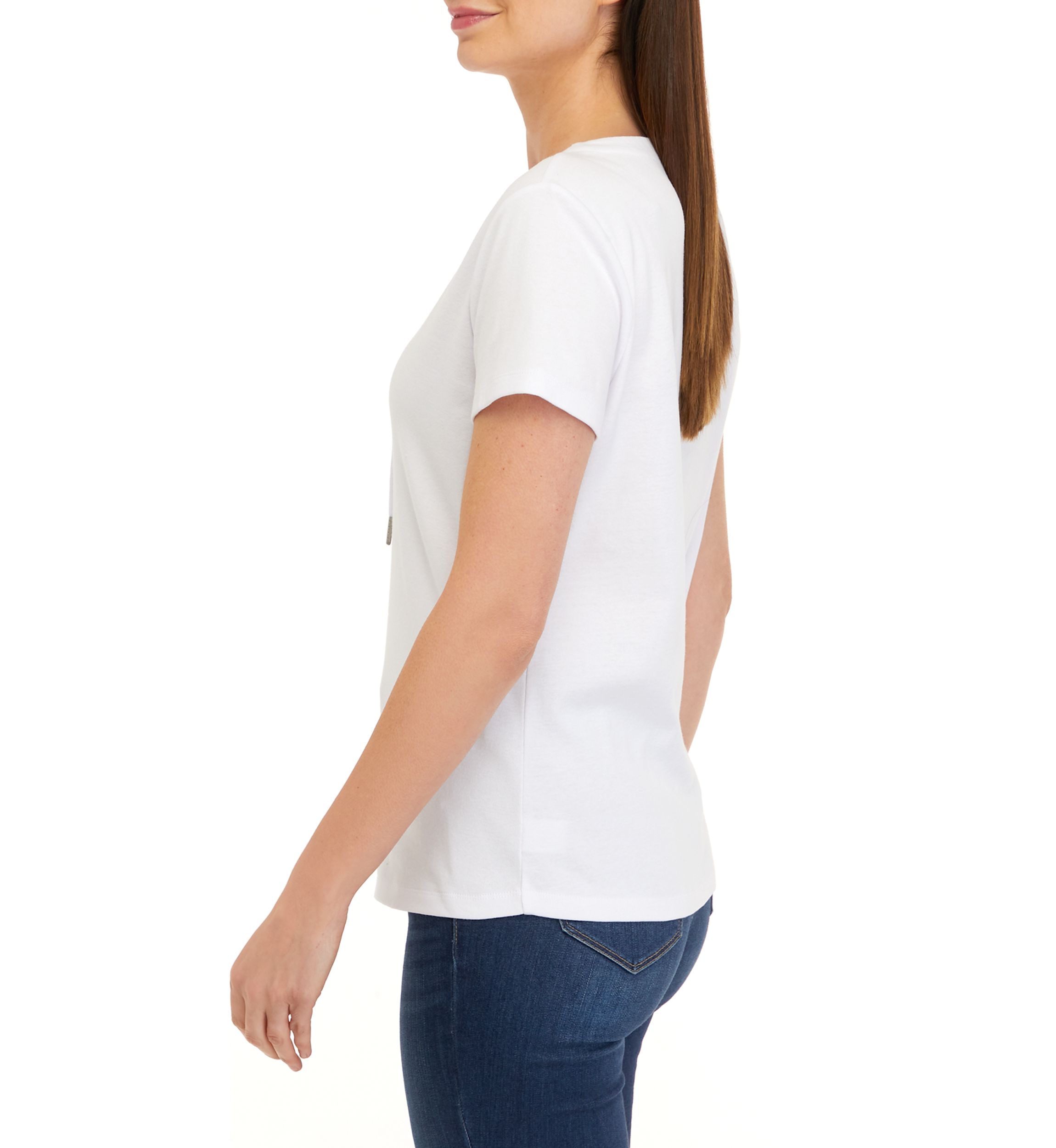 Womens Lace Up Solid T-Shirt