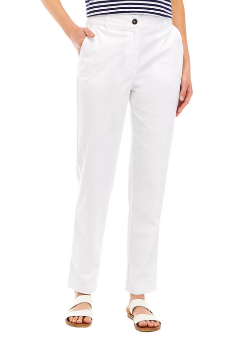 Chaps Women's Solid Twill Pants (White, 10)