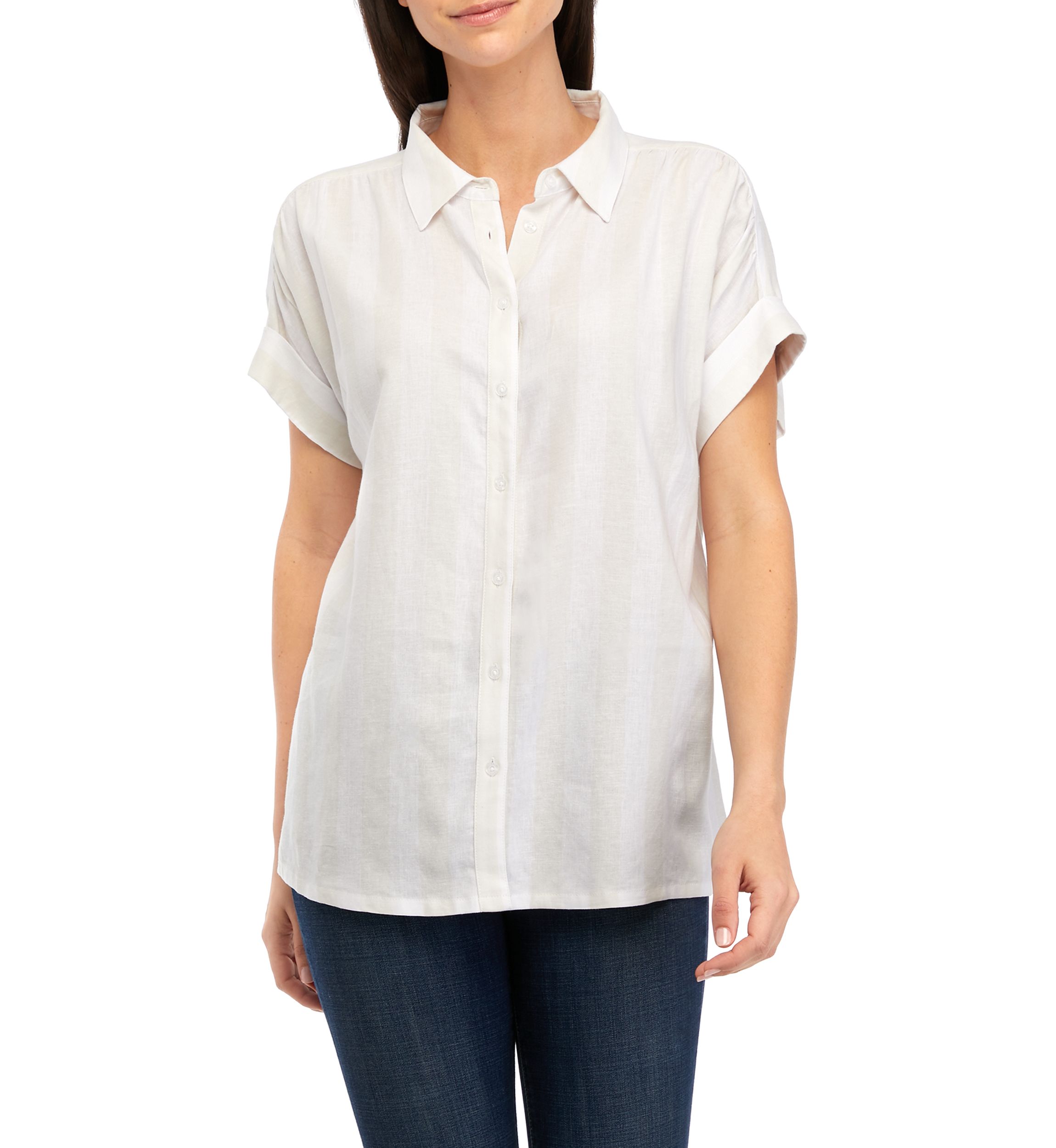 Womens Short Sleeve Button Up Shirt
