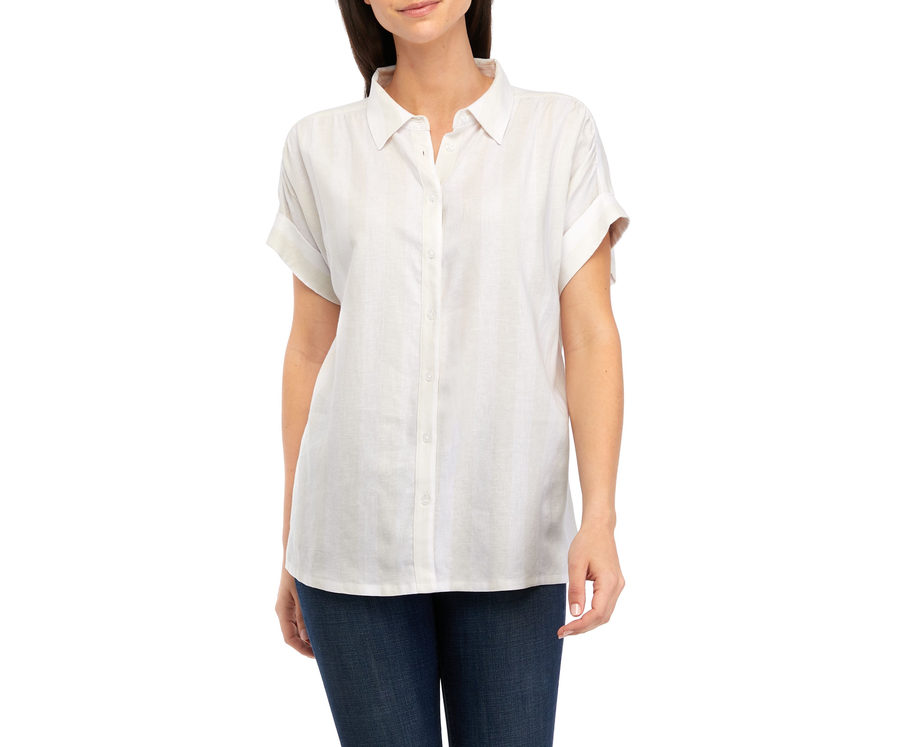 Womens Short Sleeve Button Up Shirt