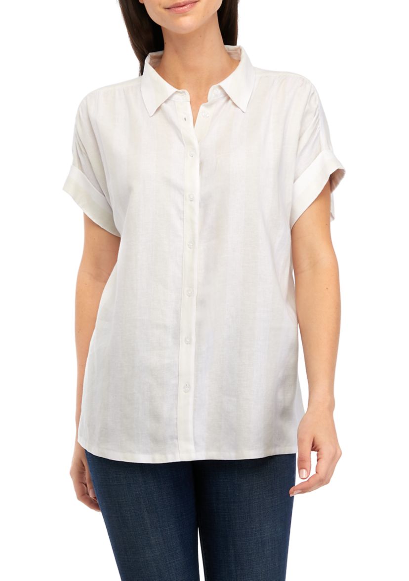 Womens Short Sleeve Button Up Shirt