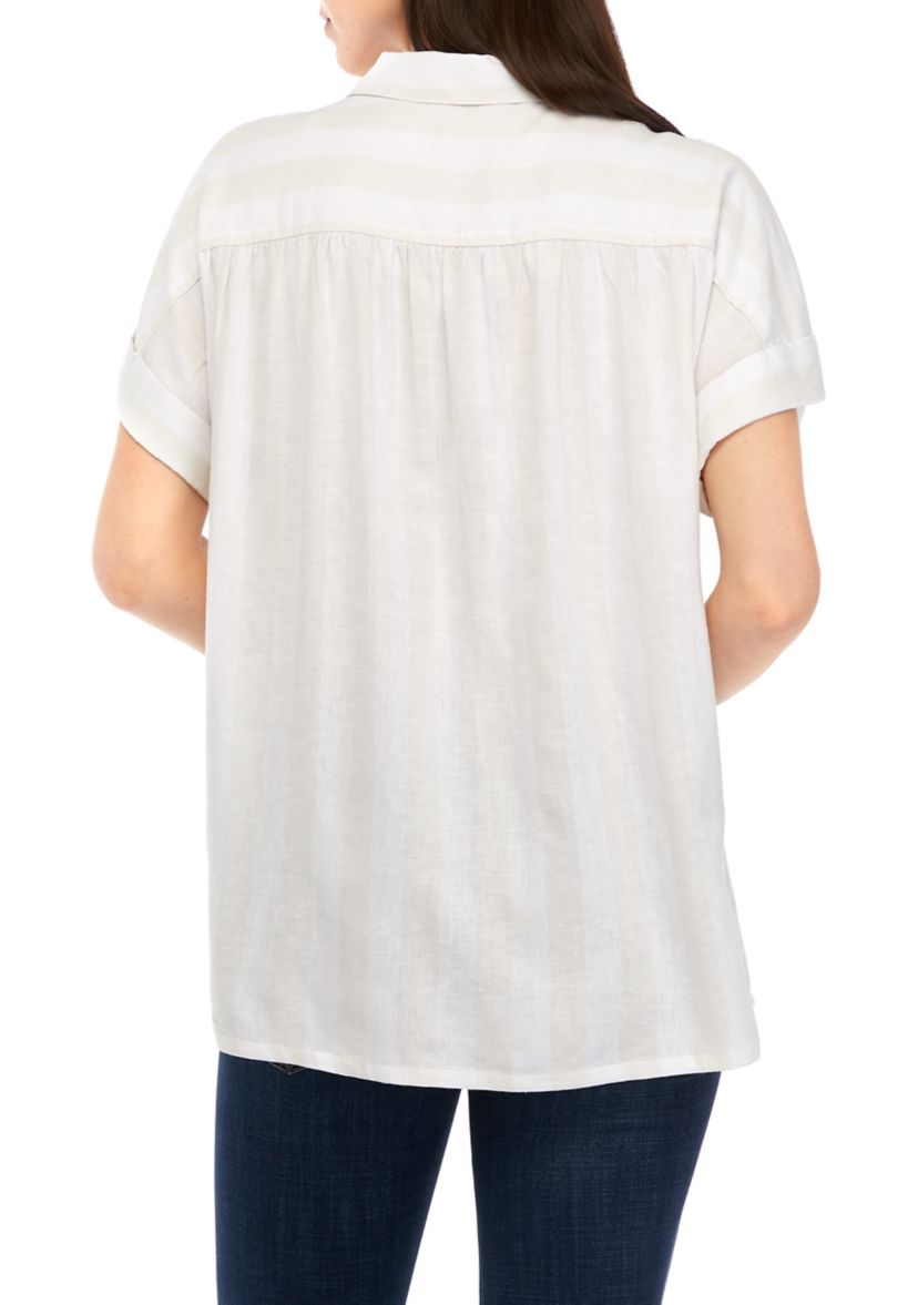 Womens Short Sleeve Button Up Shirt