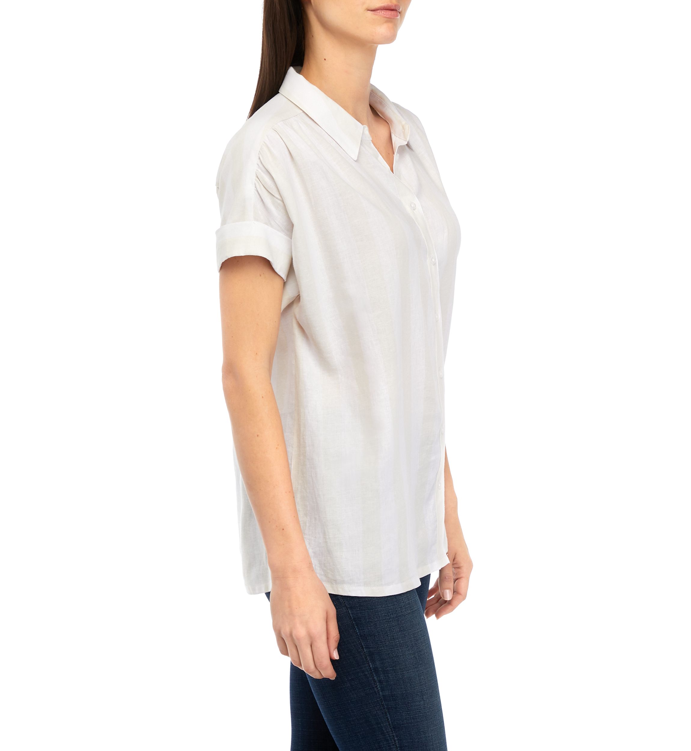 Womens Short Sleeve Button Up Shirt