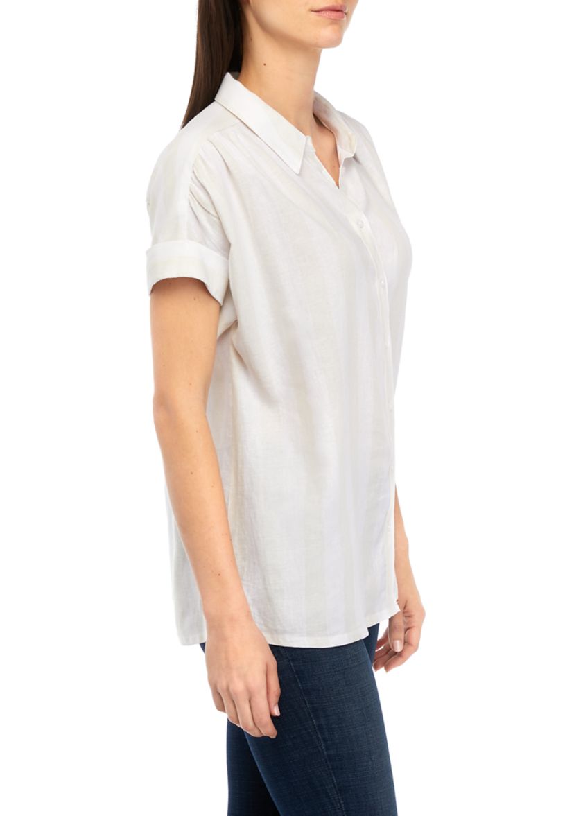 Womens Short Sleeve Button Up Shirt
