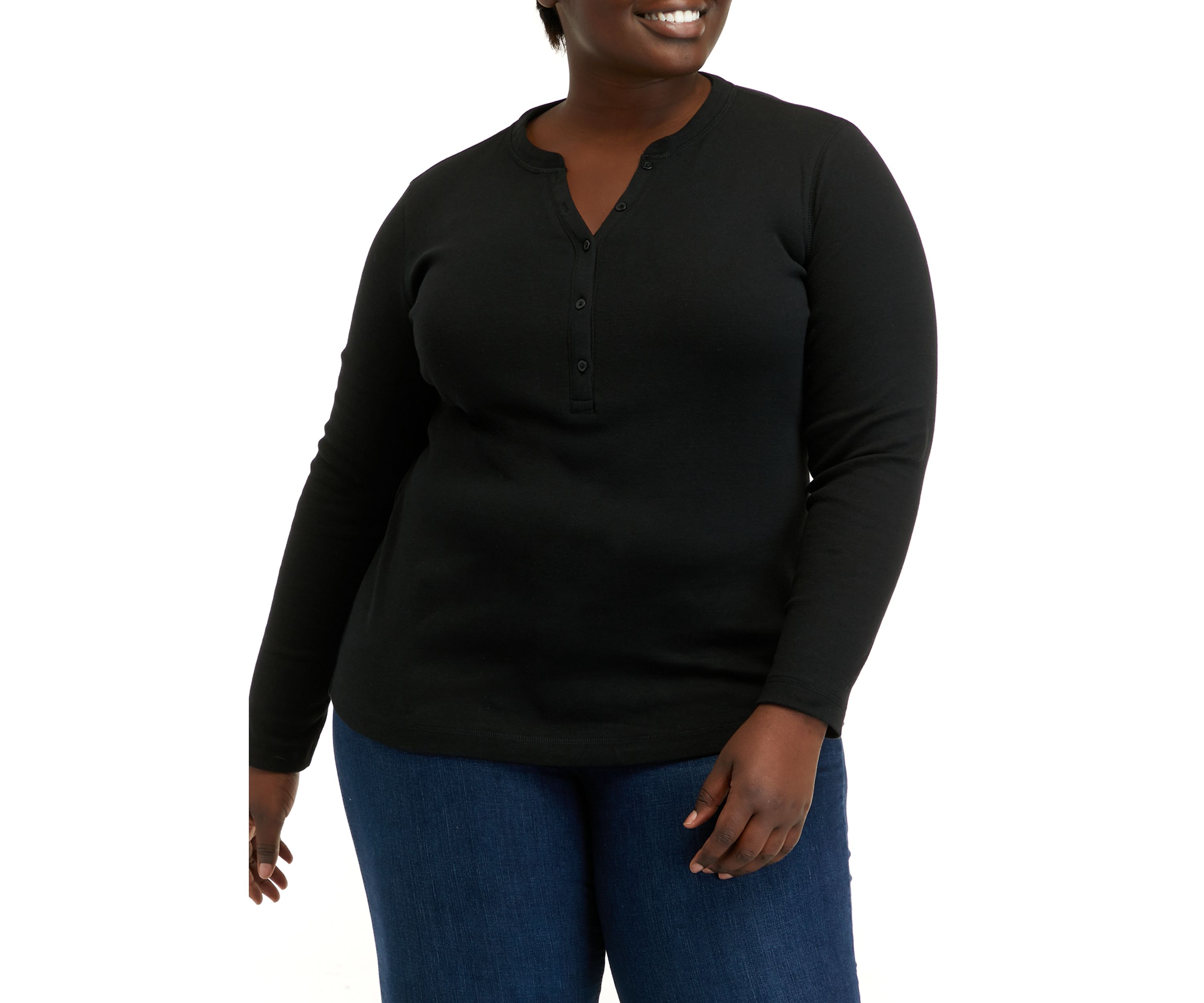 Plus Size Ribbed Henley Top
