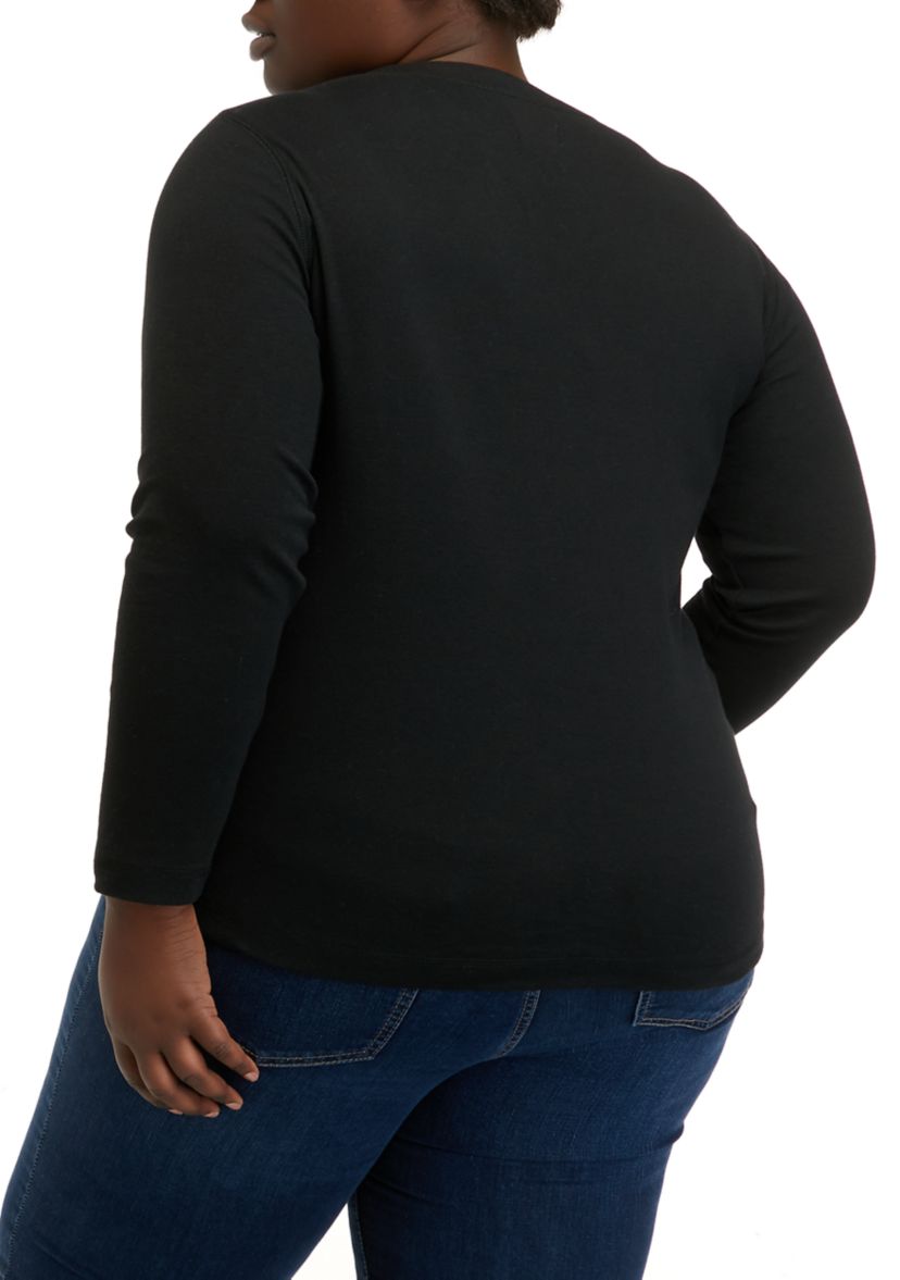 Plus Size Ribbed Henley Top