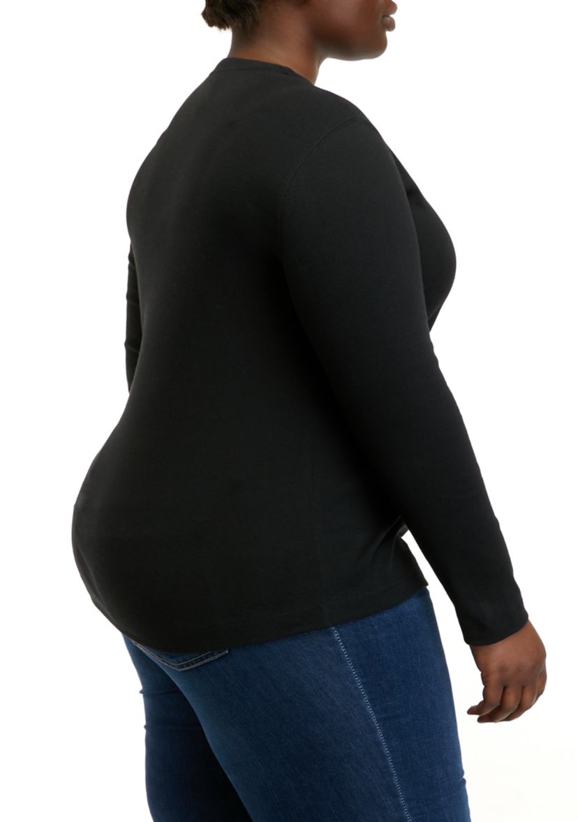 Plus Size Ribbed Henley Top
