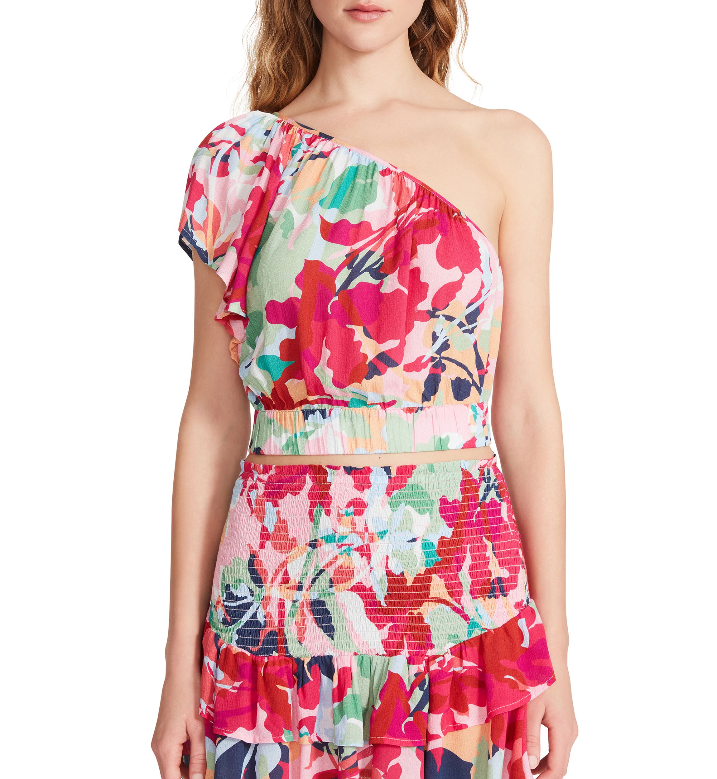 Womens One Shoulder Floral Dress