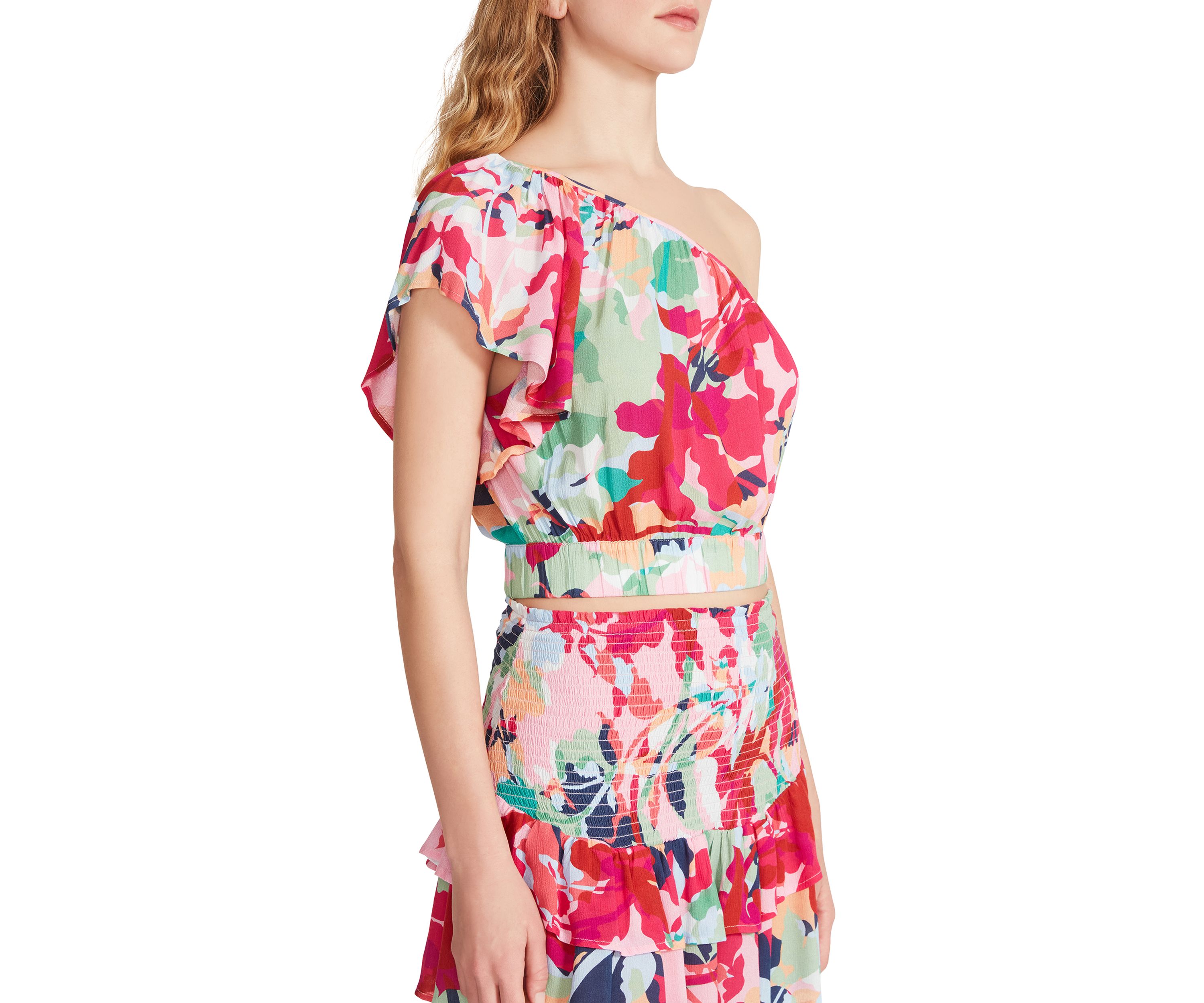 Womens One Shoulder Floral Dress