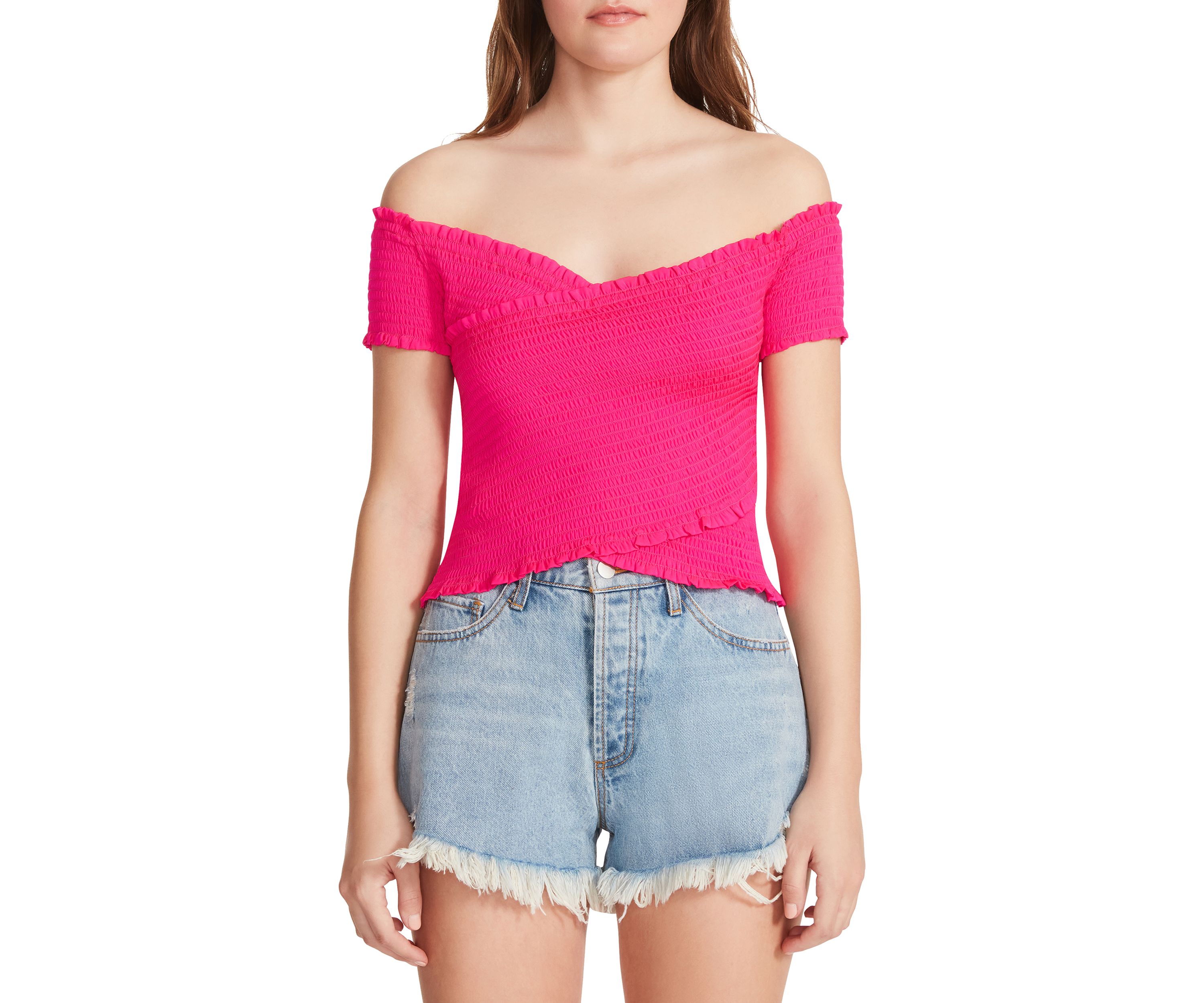 Womens Off the Shoulder Smocked Top 