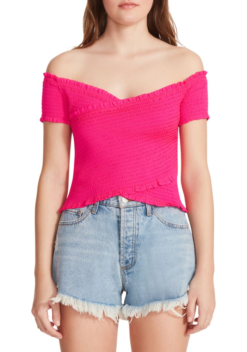 Womens Off the Shoulder Smocked Top 