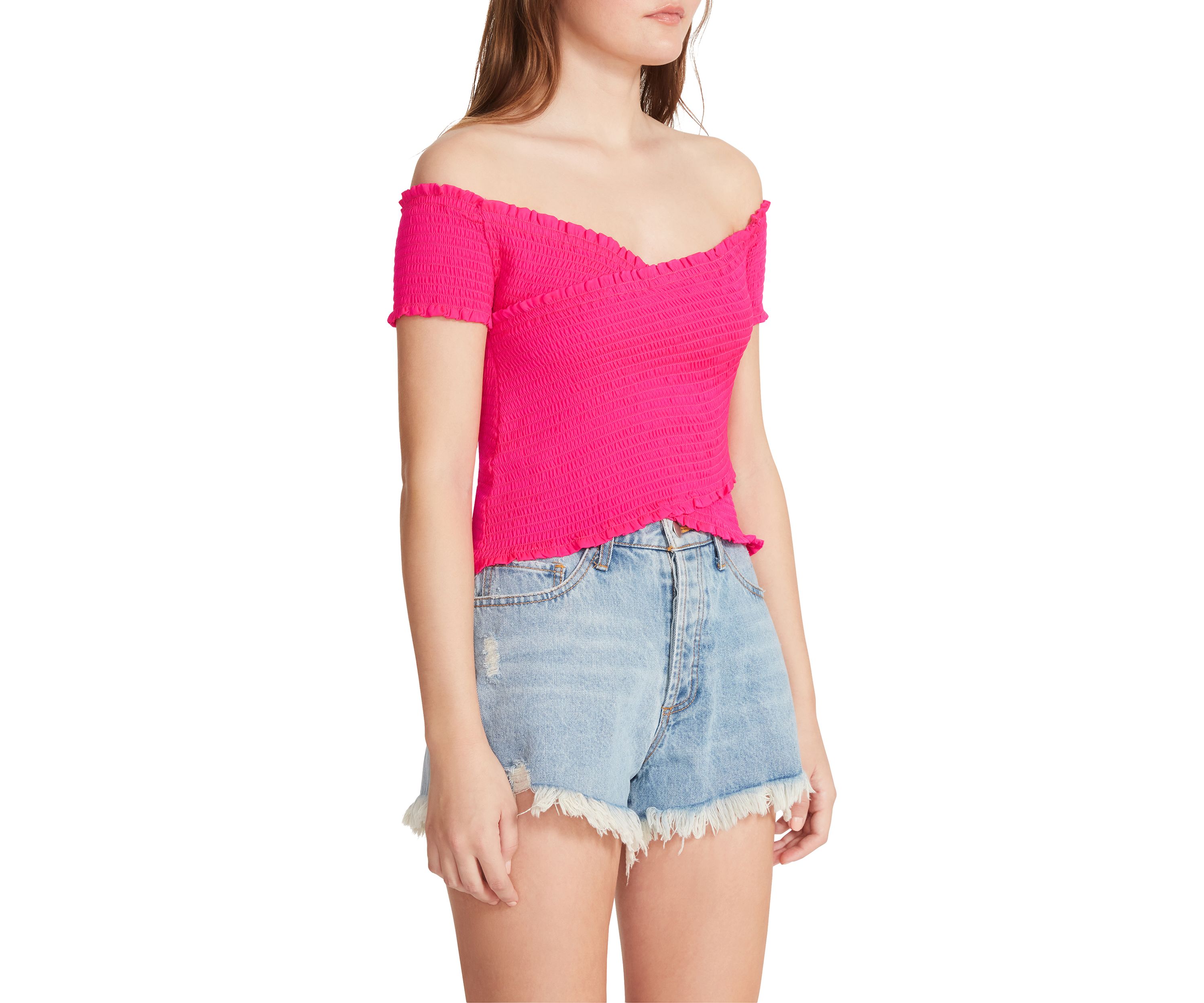 Womens Off the Shoulder Smocked Top 