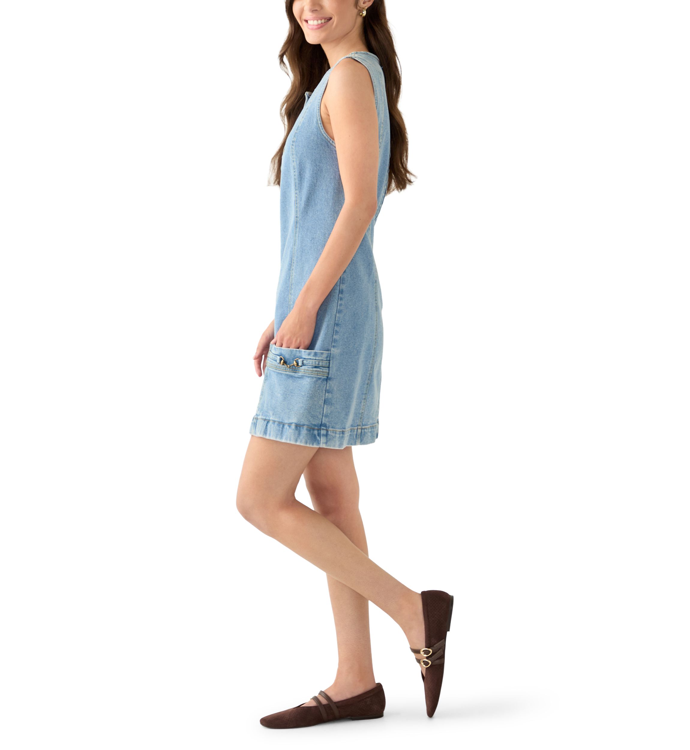 Womens Averi Sleeveless Denim Dress