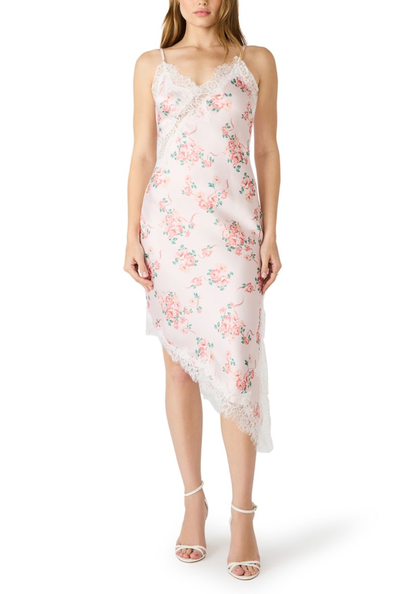 Steve Madden Women's Lace Trim Dress, Peach, Small