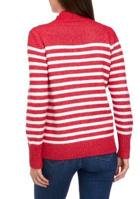 Women's Button Shoulder Stripe Sweater