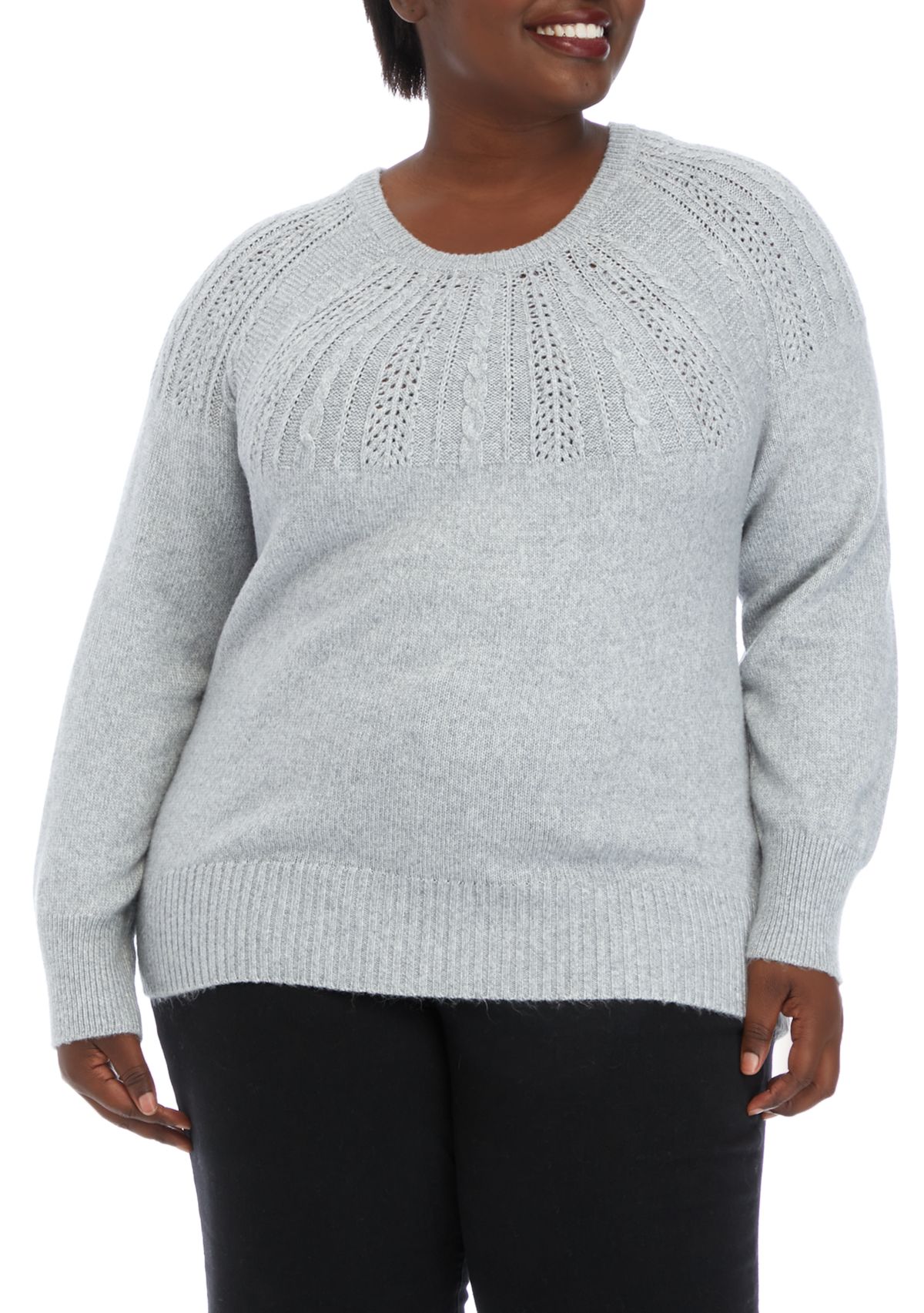 Plus Size Cable Yoke Sweater