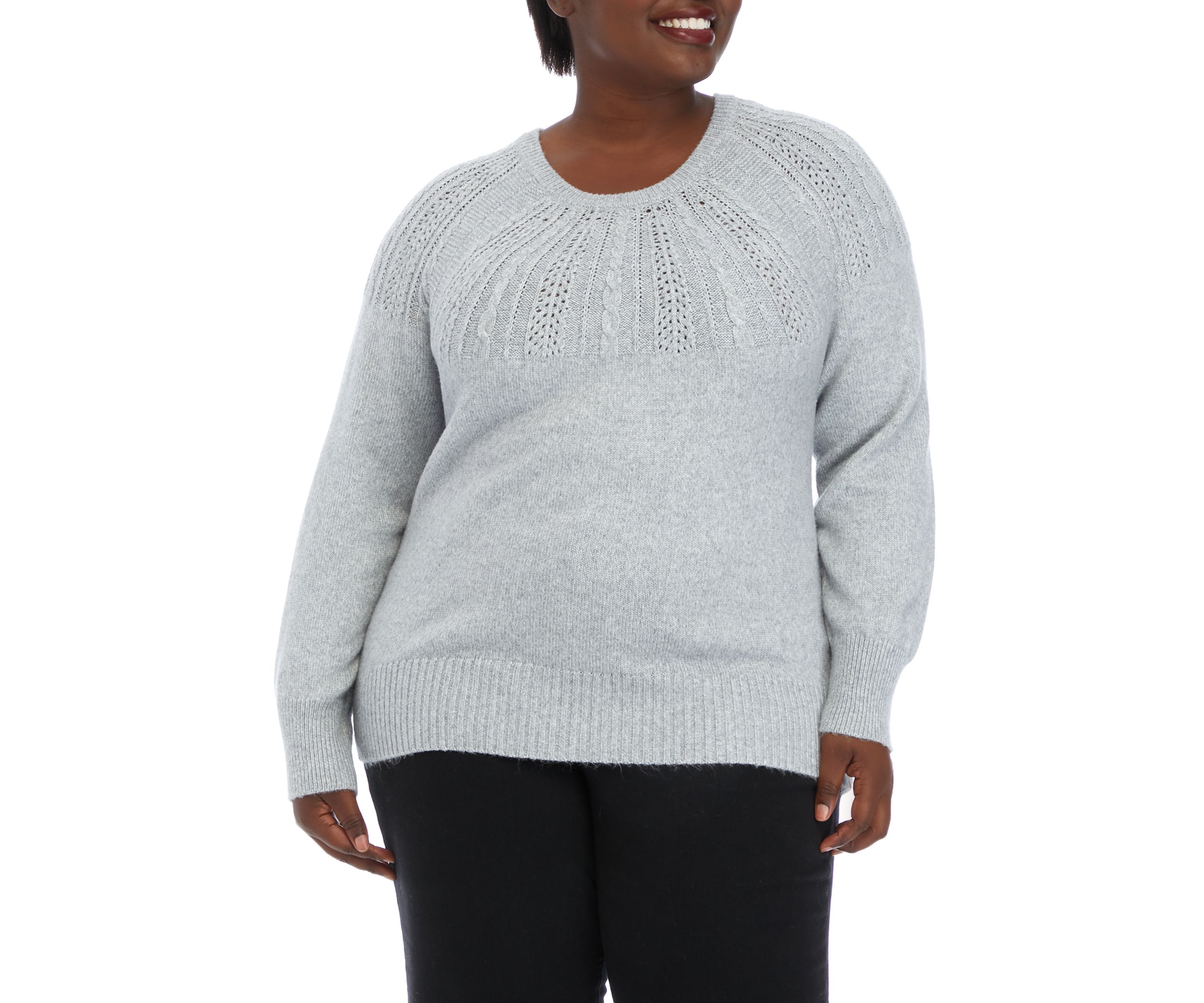 Plus Size Cable Yoke Sweater
