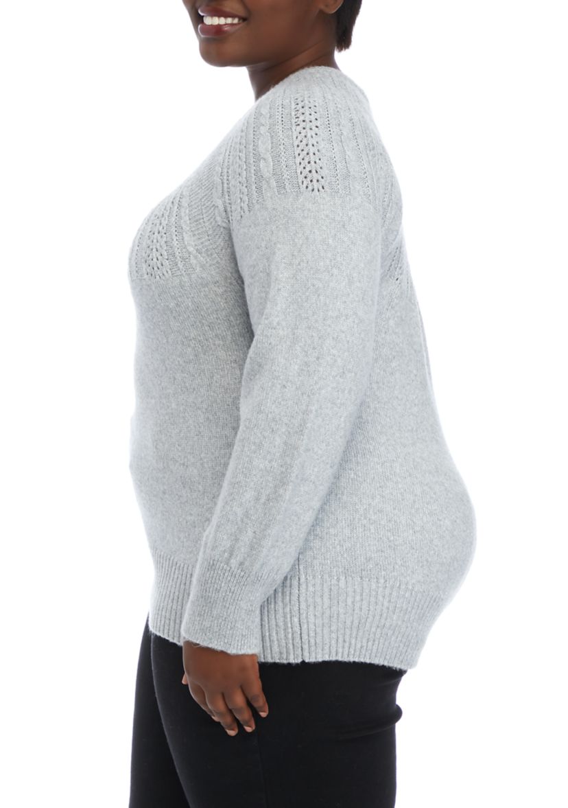 Plus Size Cable Yoke Sweater